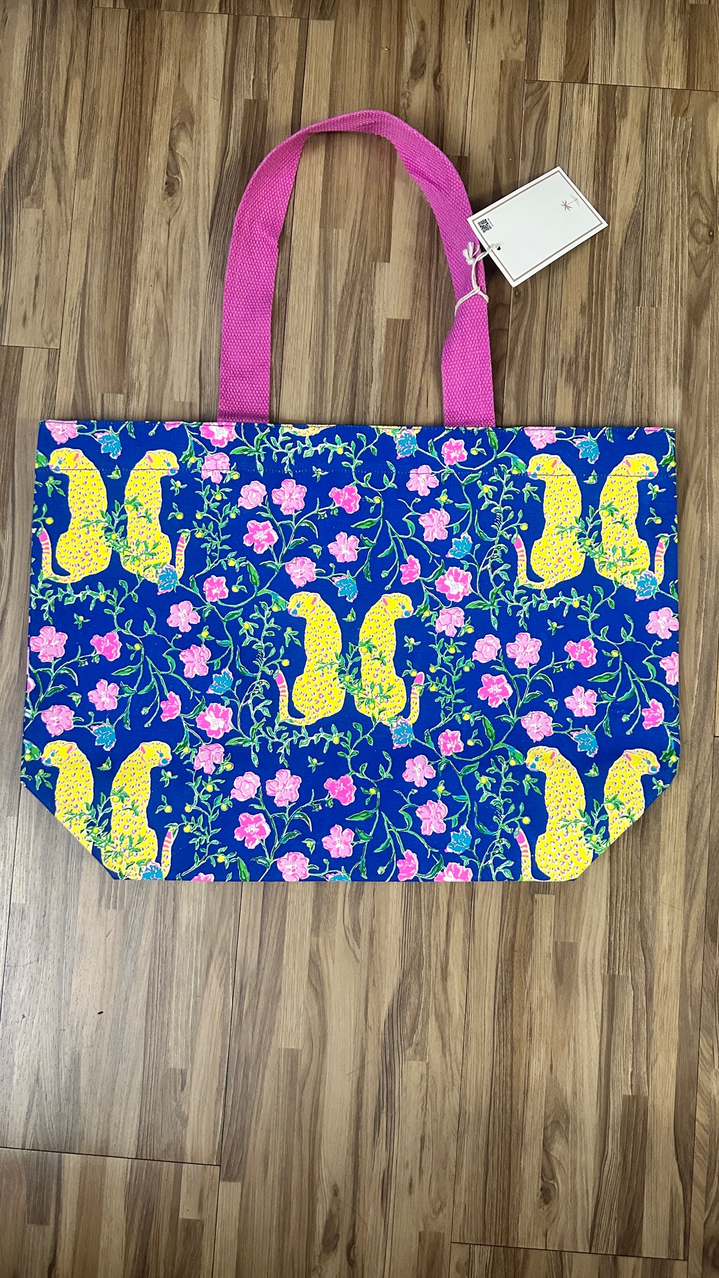Leopard Floral Cotton Canvas Tote Bag