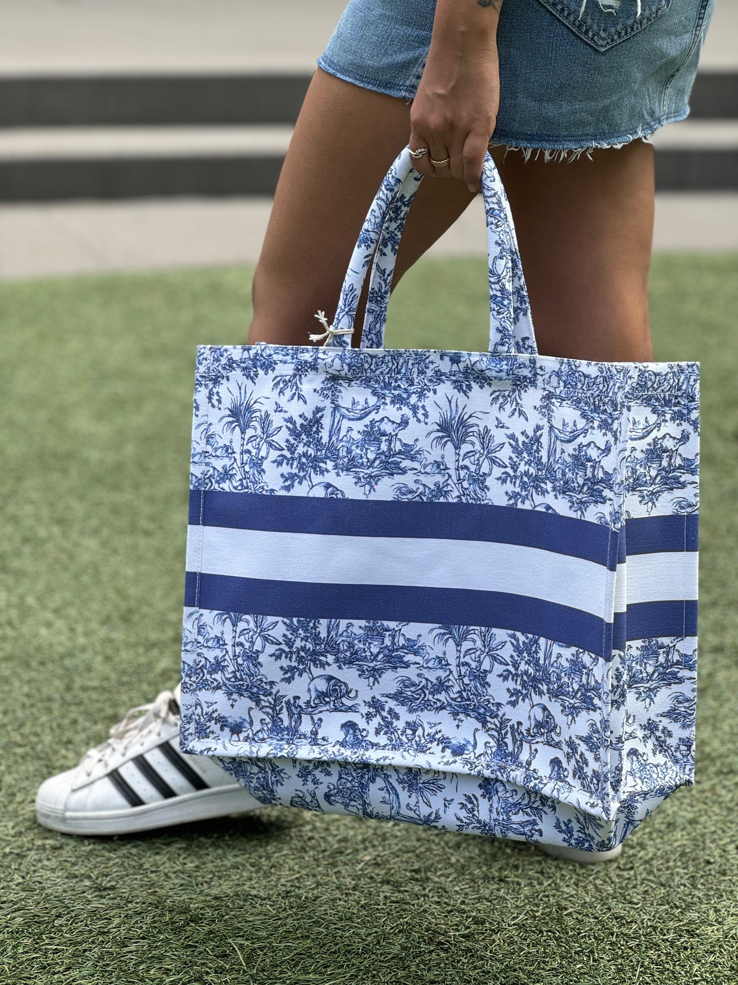 Soho Jungle Elephant Cotton Canvas Big Text Tote