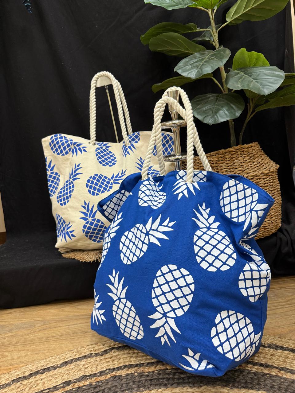 Kona Navy Blue Pineapple Tote Bag