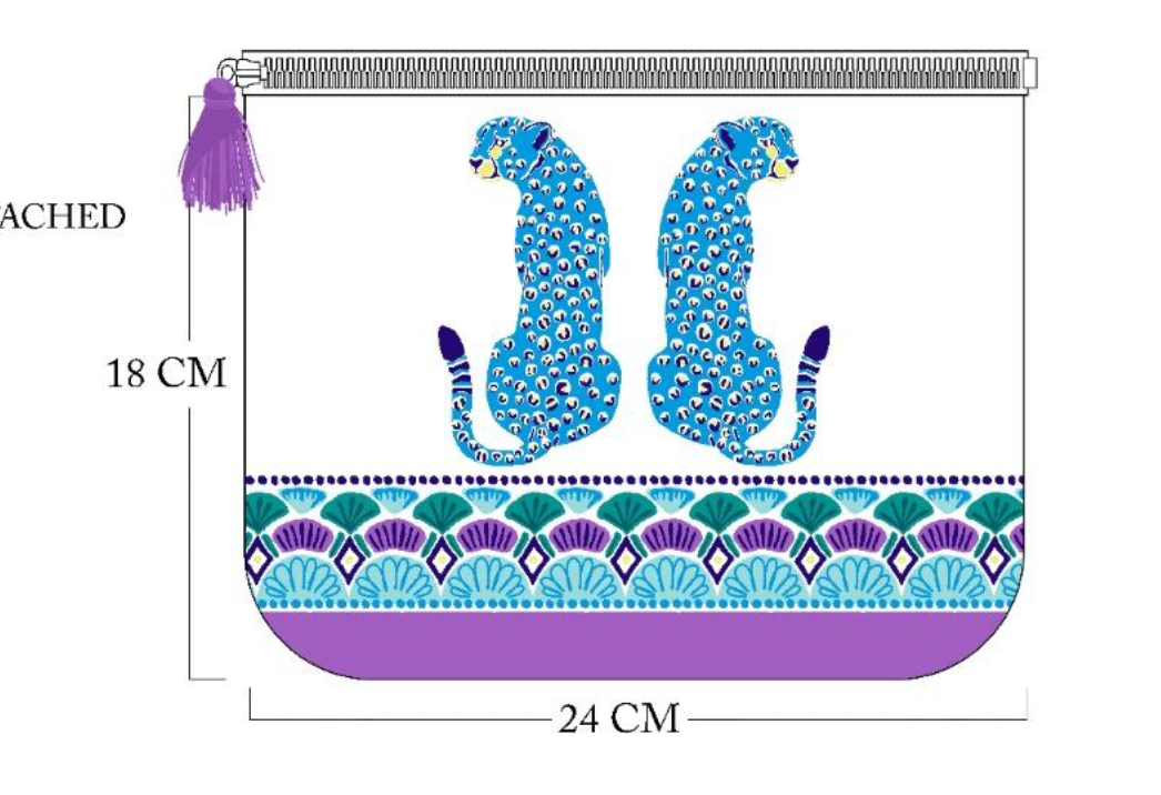 Leopard Floral Cotton Canvas Pouch