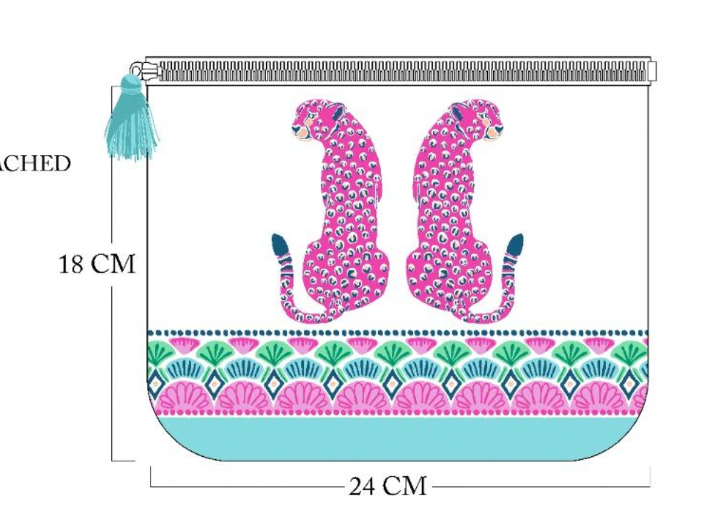 Leopard Floral Cotton Canvas Pouch