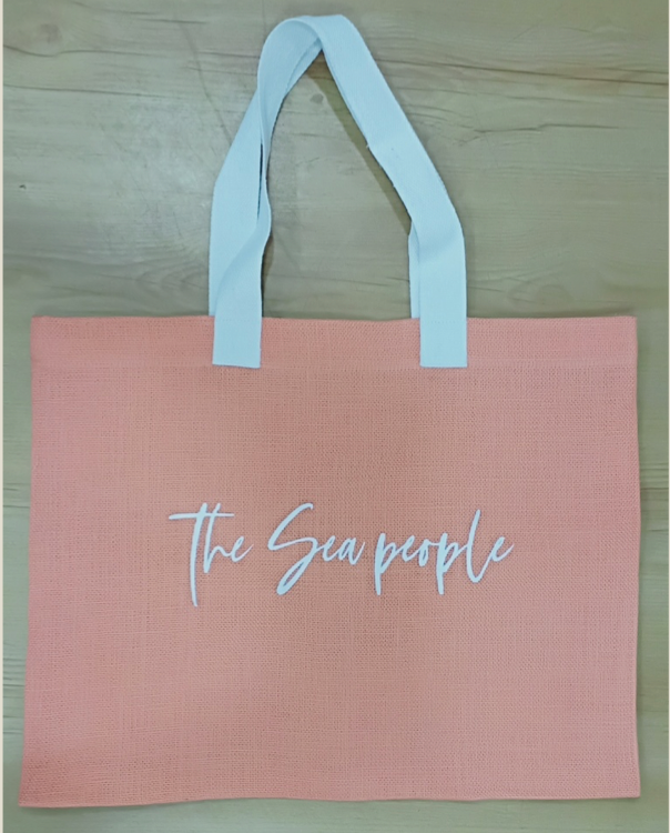 Aamanda Lake Shore Beach Ocean Jute Tote Bag -Custom Print
