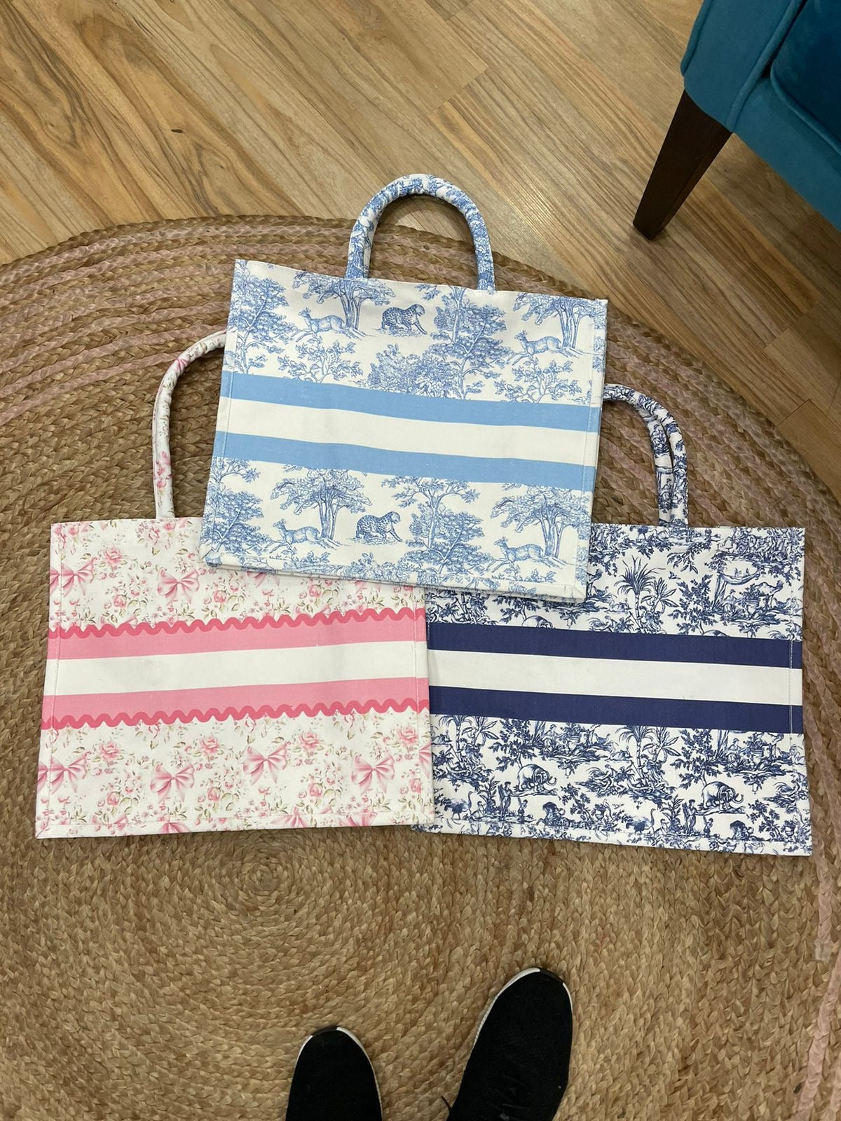 Soho Vintage Jungle Run Cotton Canvas Big Custom Text Tote