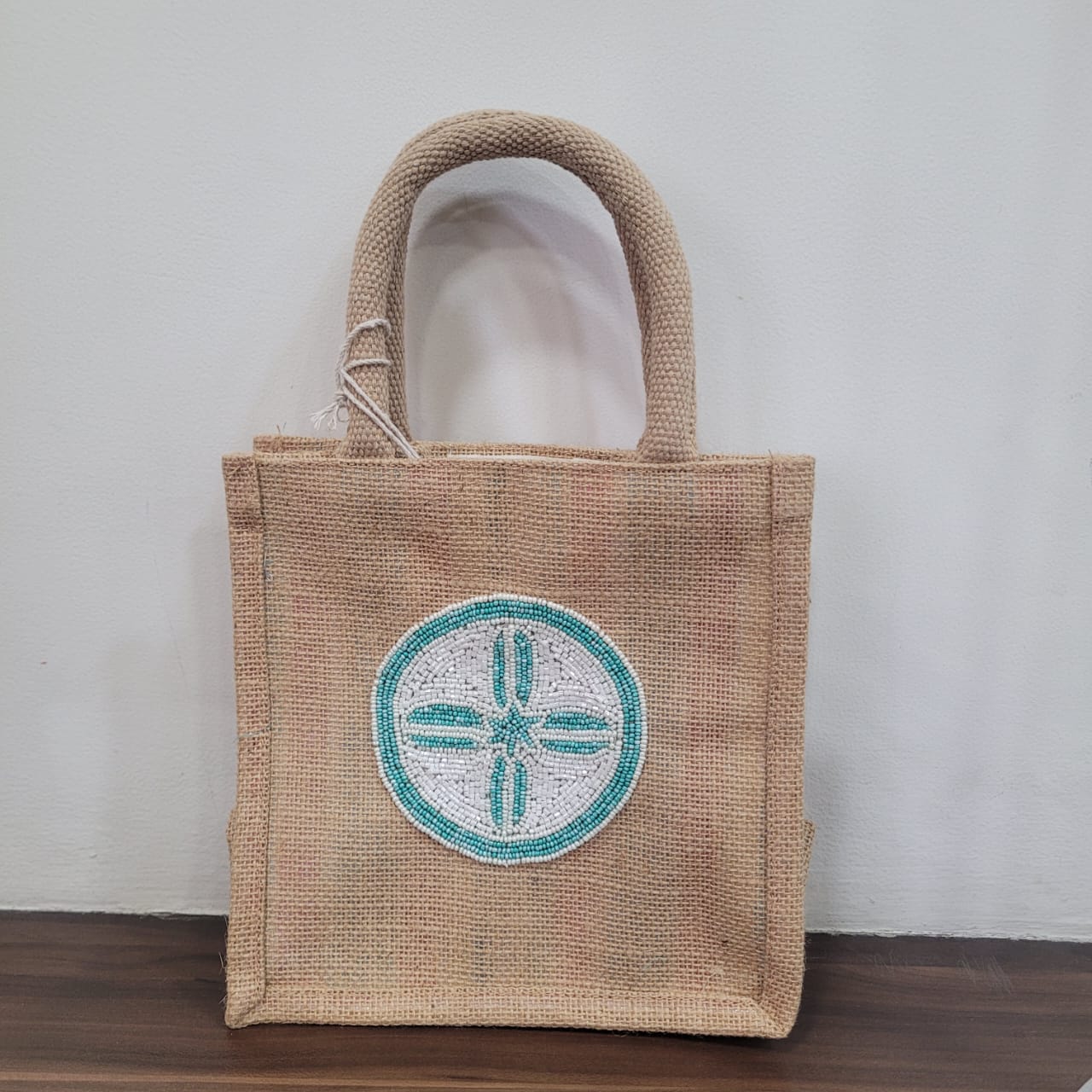 Chelsea Hand Beaded- Small Jute Tote