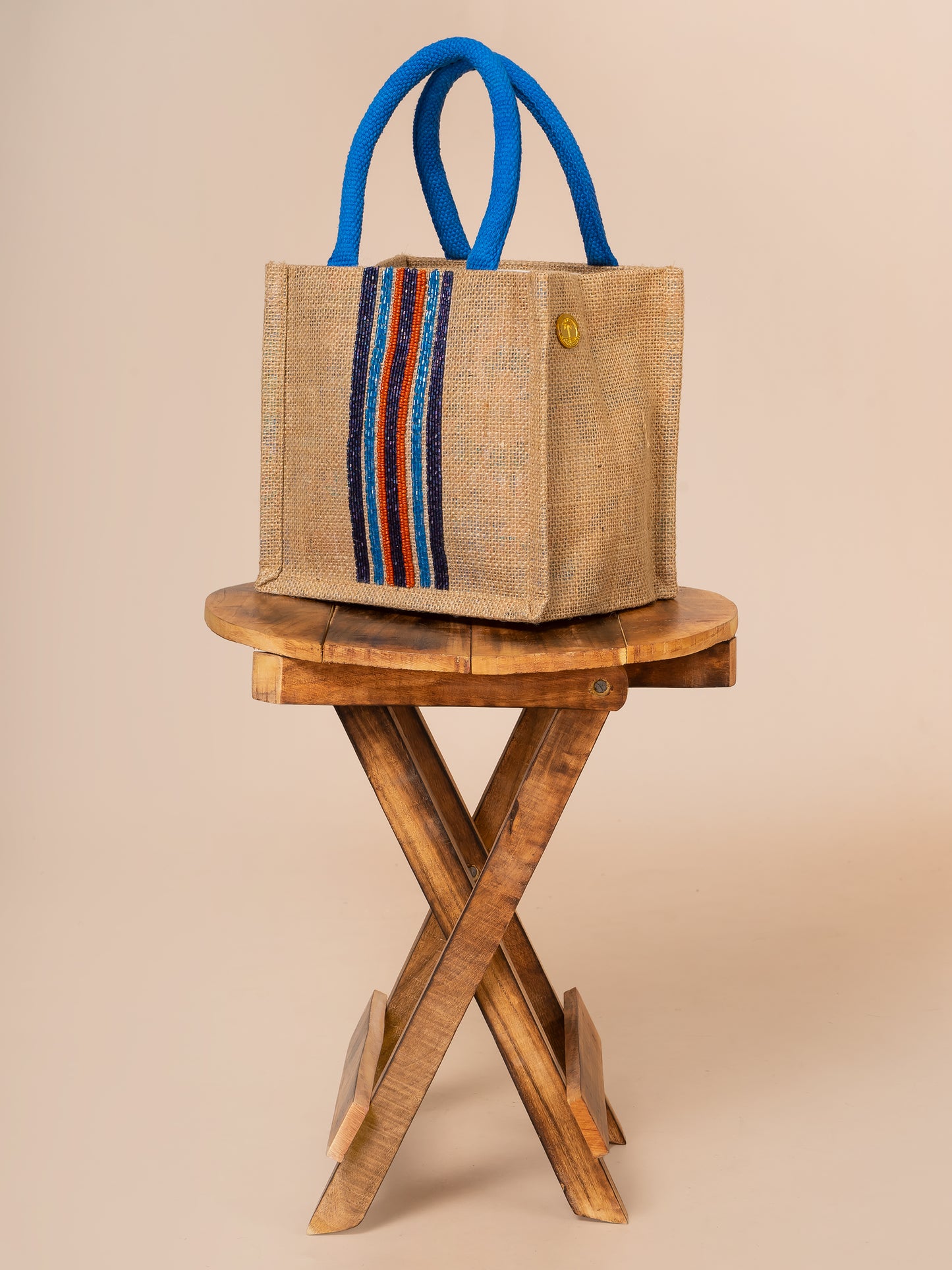 Chelsea Mini Tote In Natural Jute & Stripe Embroidery