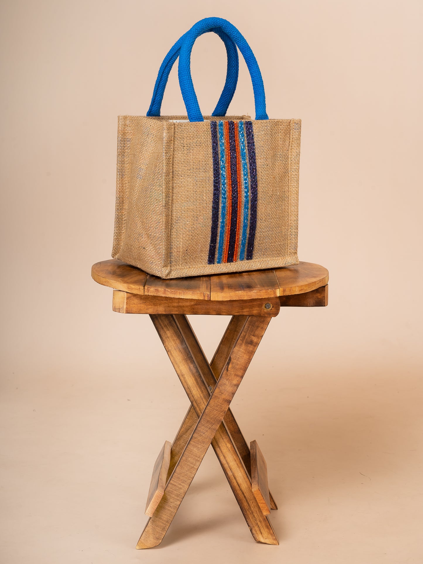 Chelsea Mini Tote In Natural Jute & Stripe Embroidery
