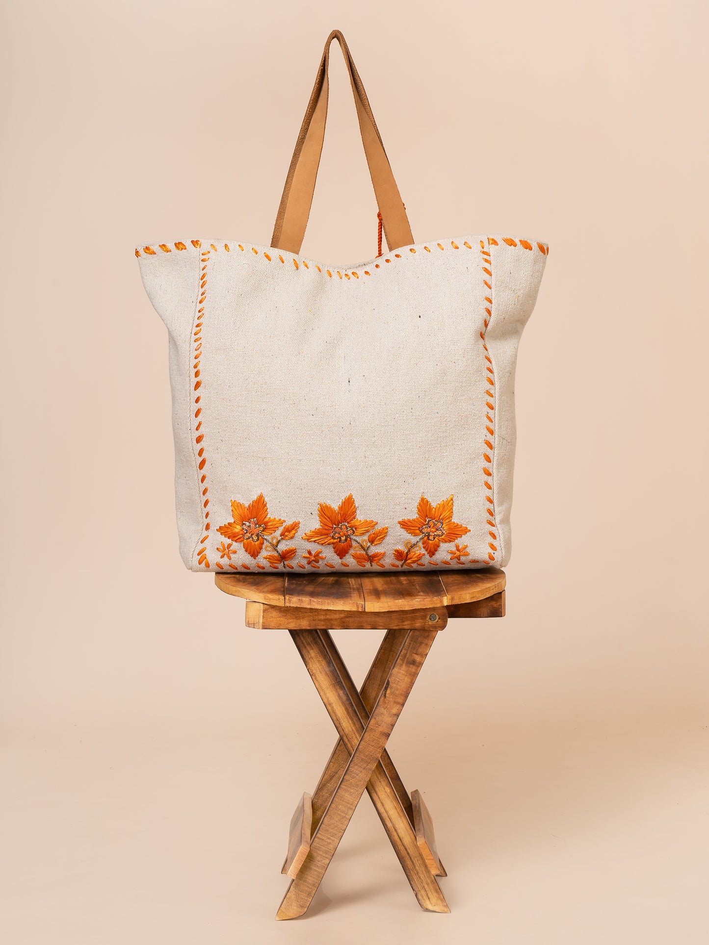 Orange Raffia Tote