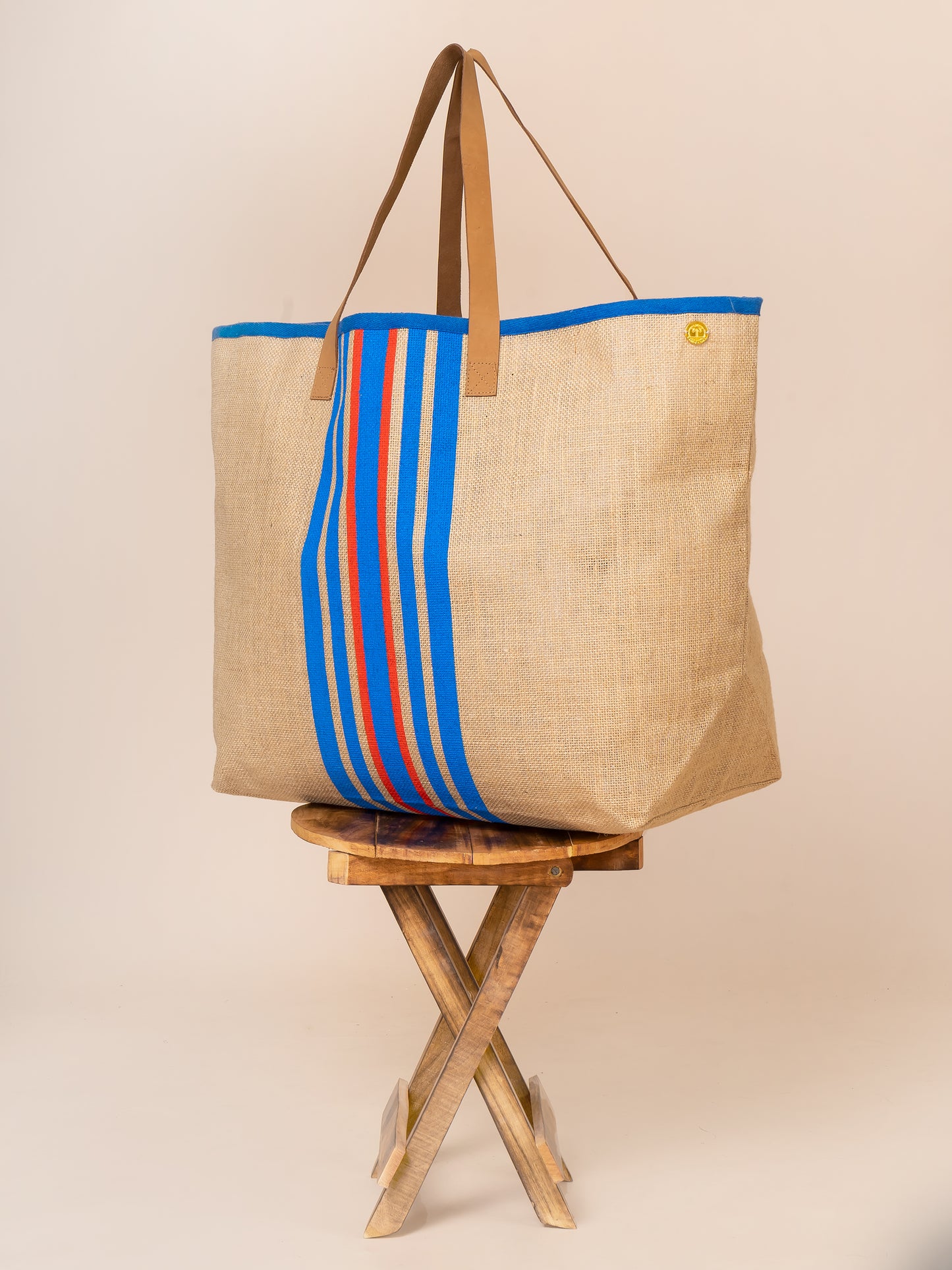 The Extra Large Natural Jute Stripes Bag