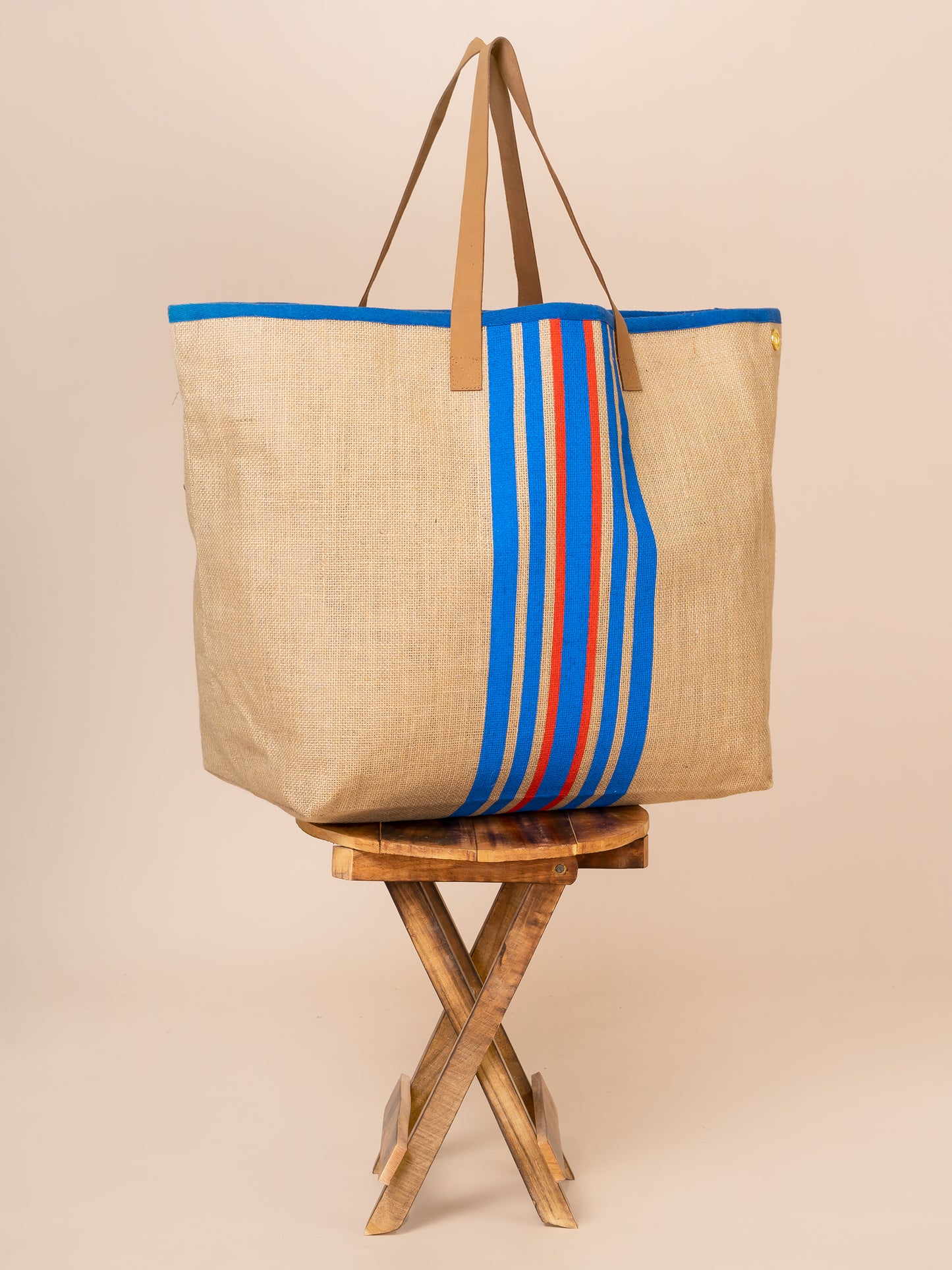 The Extra Large Natural Jute Stripes Bag
