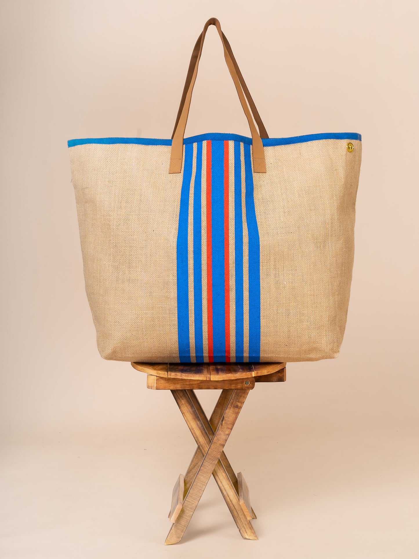 The Extra Large Natural Jute Stripes Bag