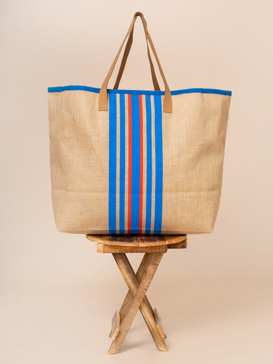 The Extra Large Natural Jute Stripes Bag