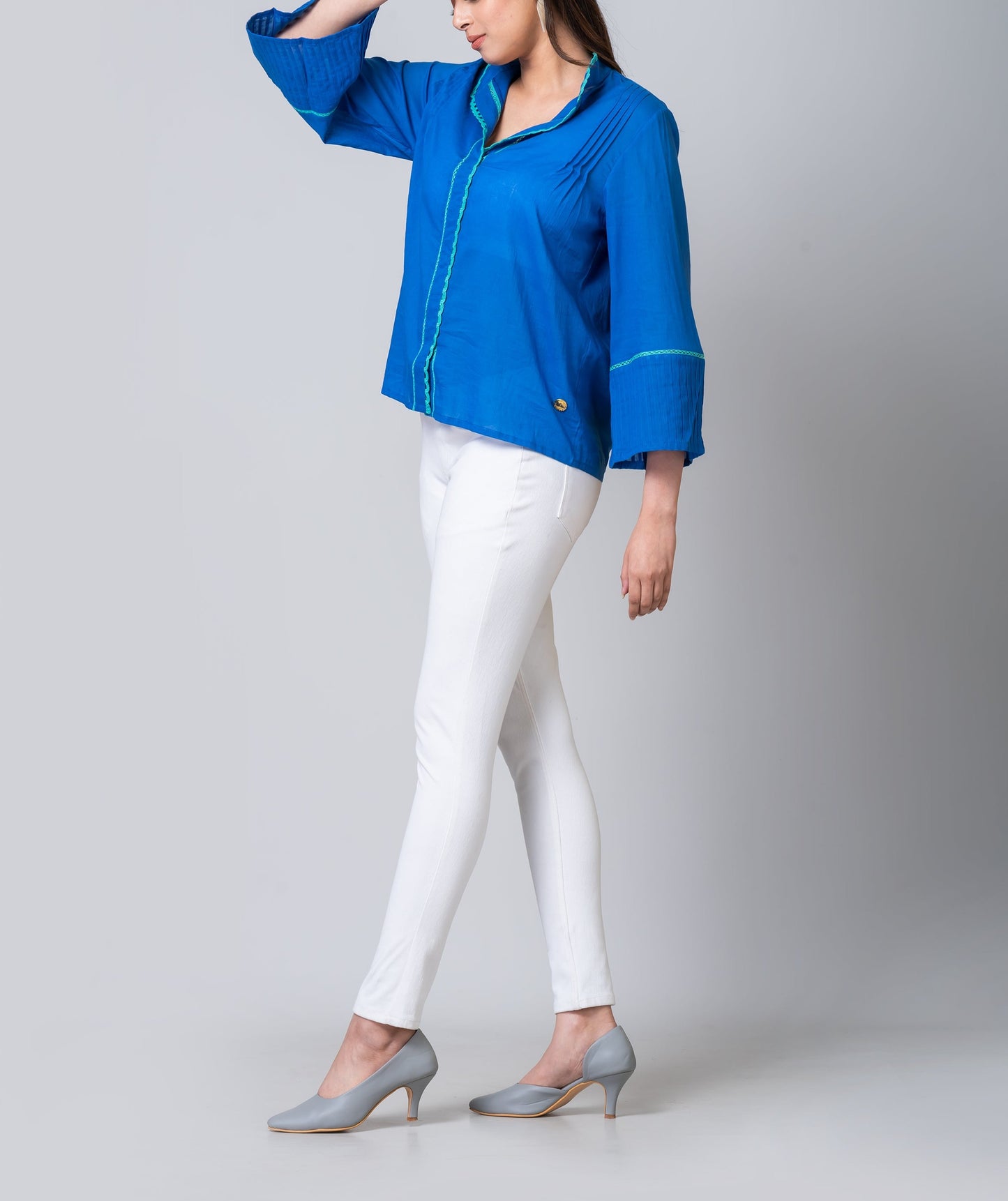 Olivia Blue Lightweight Tunic Blouse