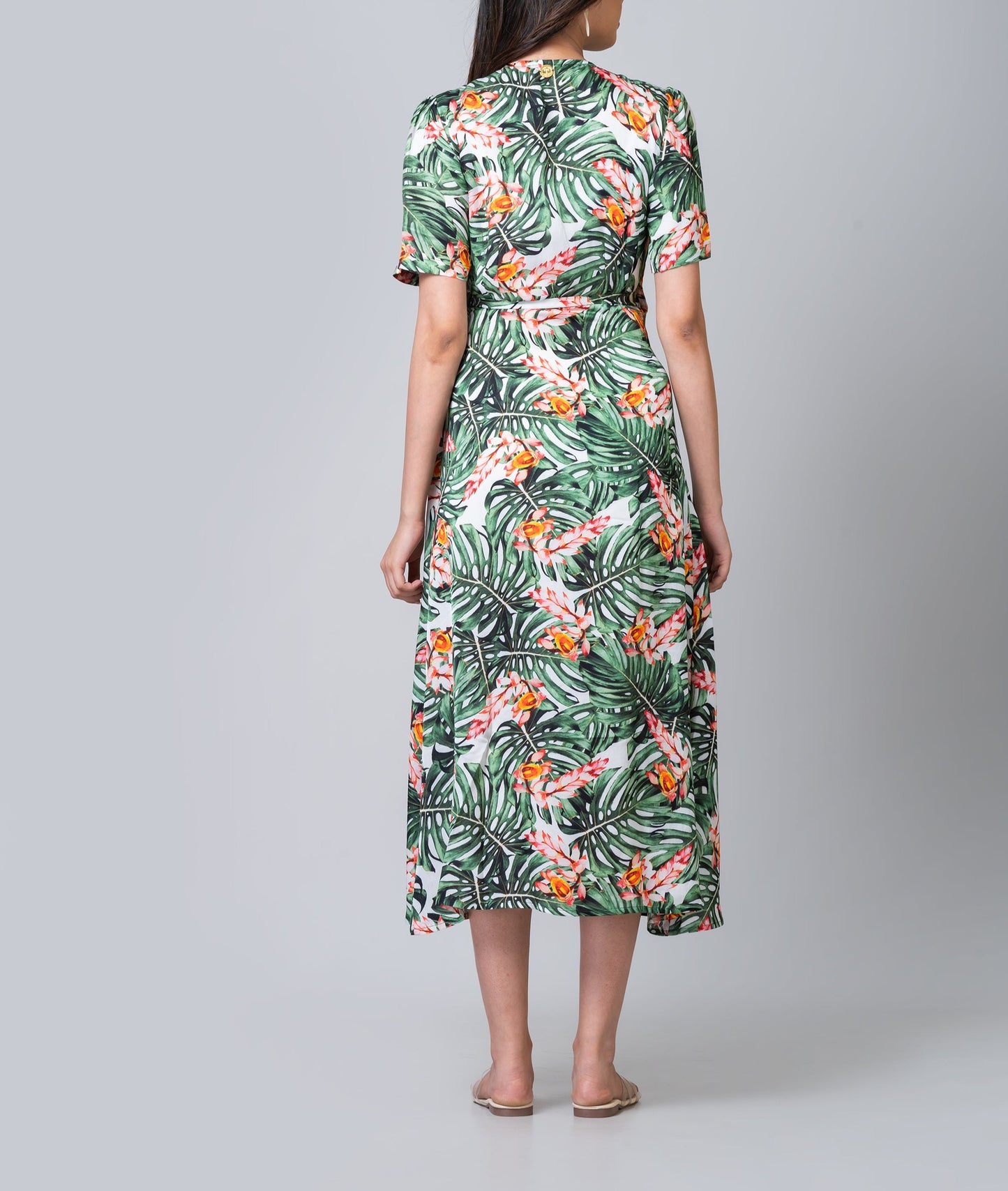 Dasha Palm Beach Satin Modal Midi Wrap Dress