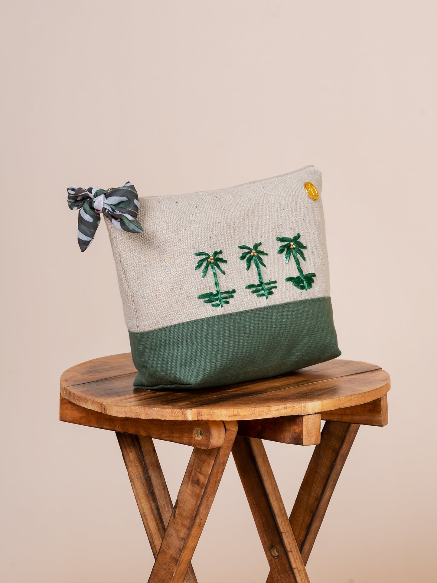 Palm Tree Embroidered Pouch