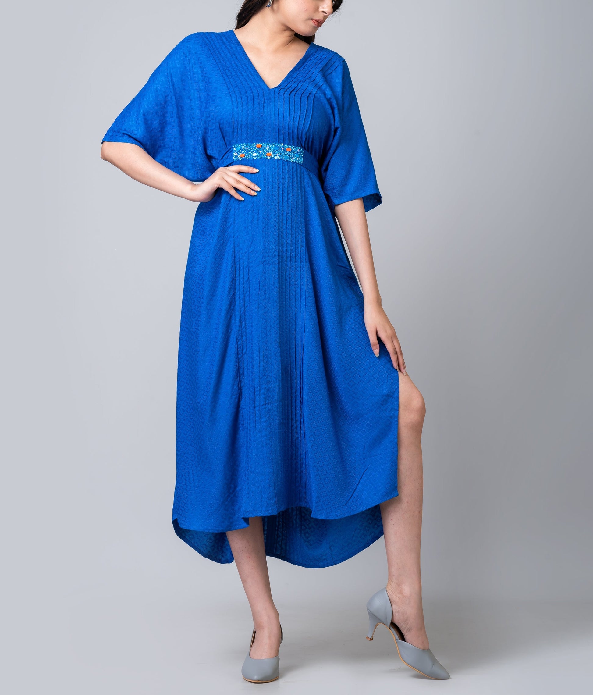 Nassau Embroidered Long Slit Kaftan Dress S Nassau Embroidered Long Slit Kaftan Dress S