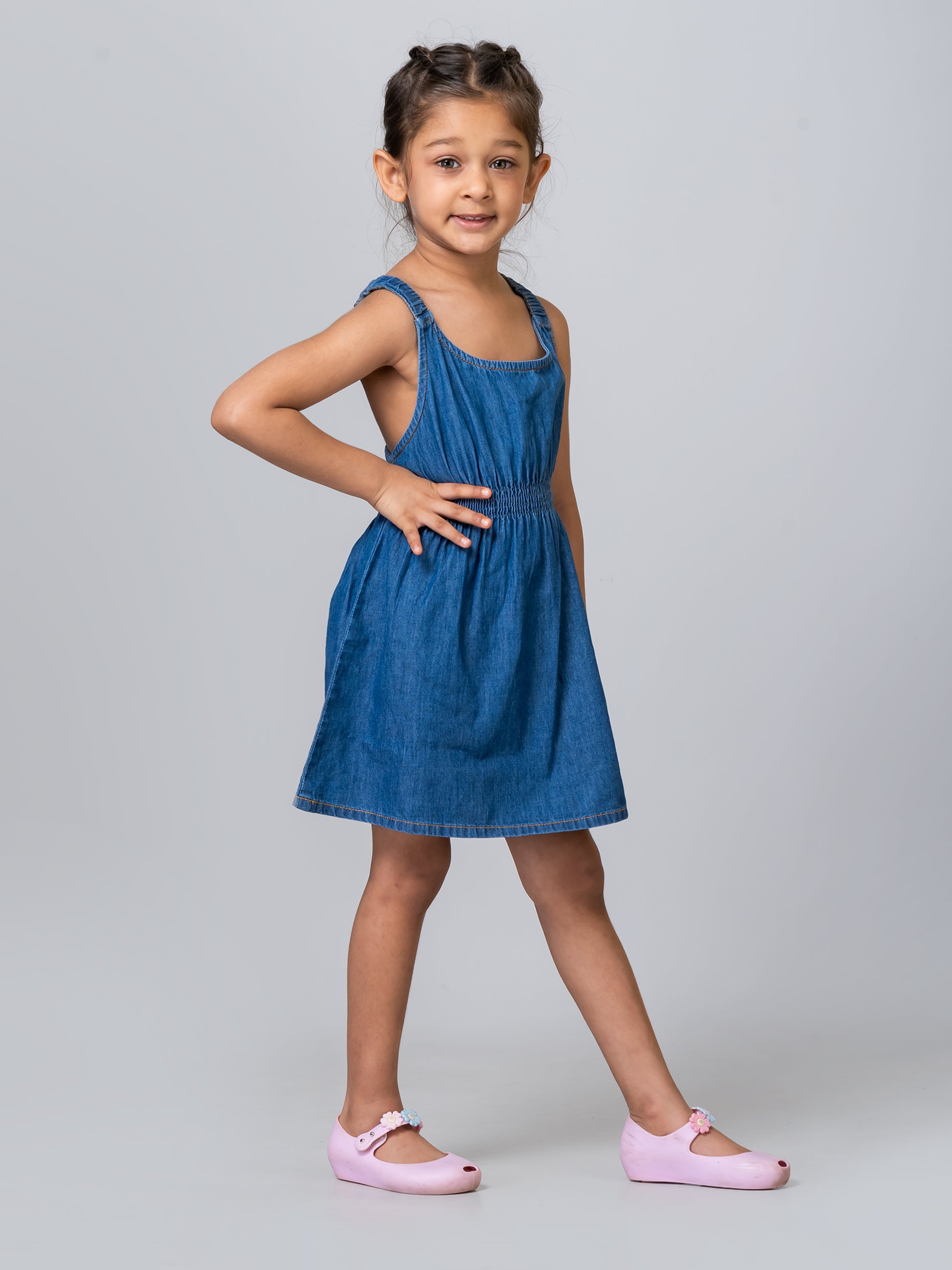 Girls Sleeveless Blue Denim Dress KanDy Coast Girls Sleeveless Blue Denim Dress KanDy Coast
