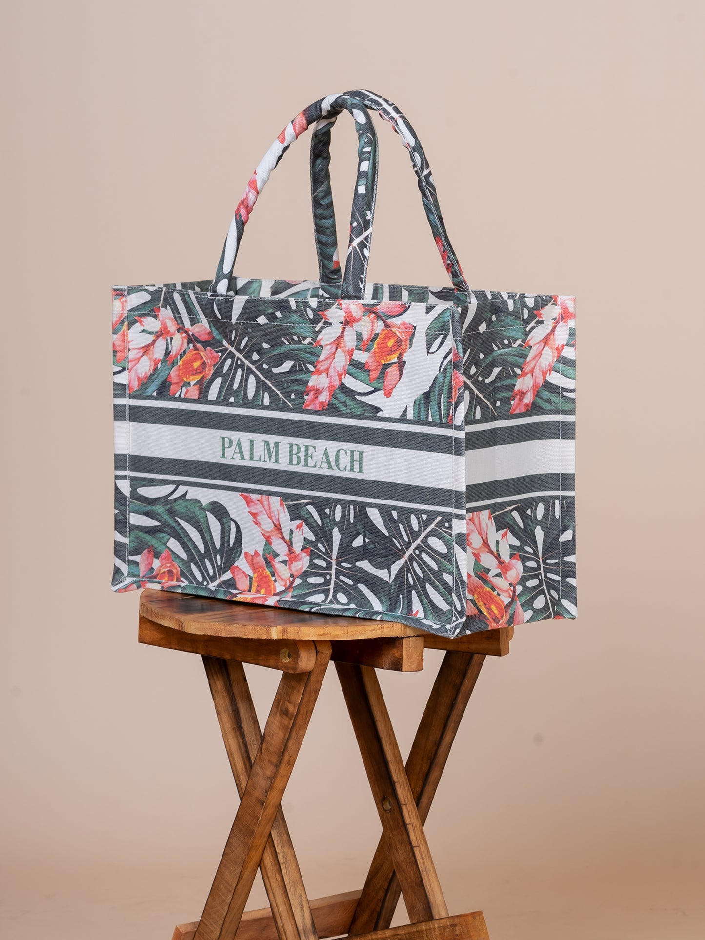 Tribeca Palm Beach Cotton Canvas Small Text Tote