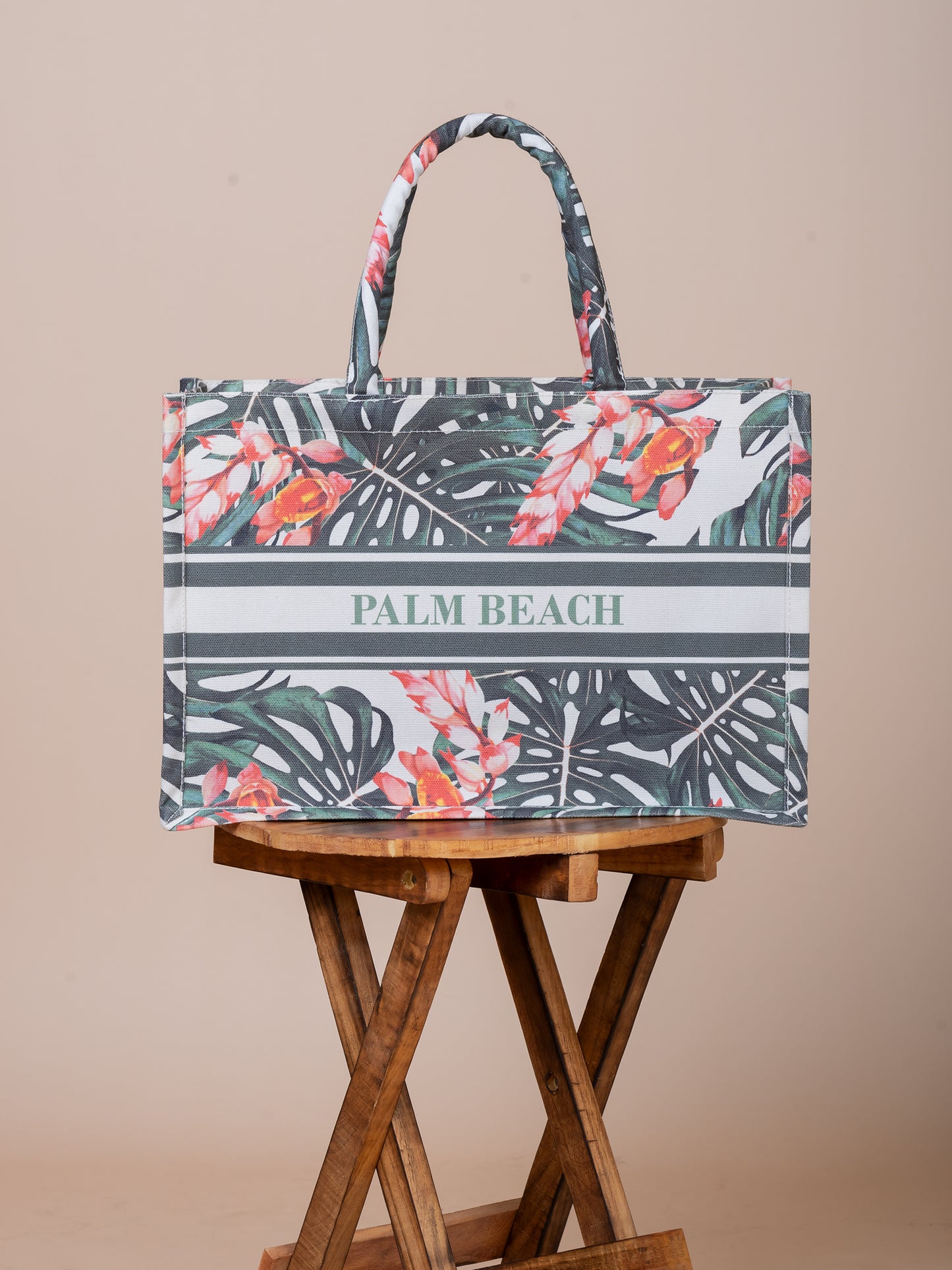 Tribeca Palm Beach Cotton Canvas Small Text Tote