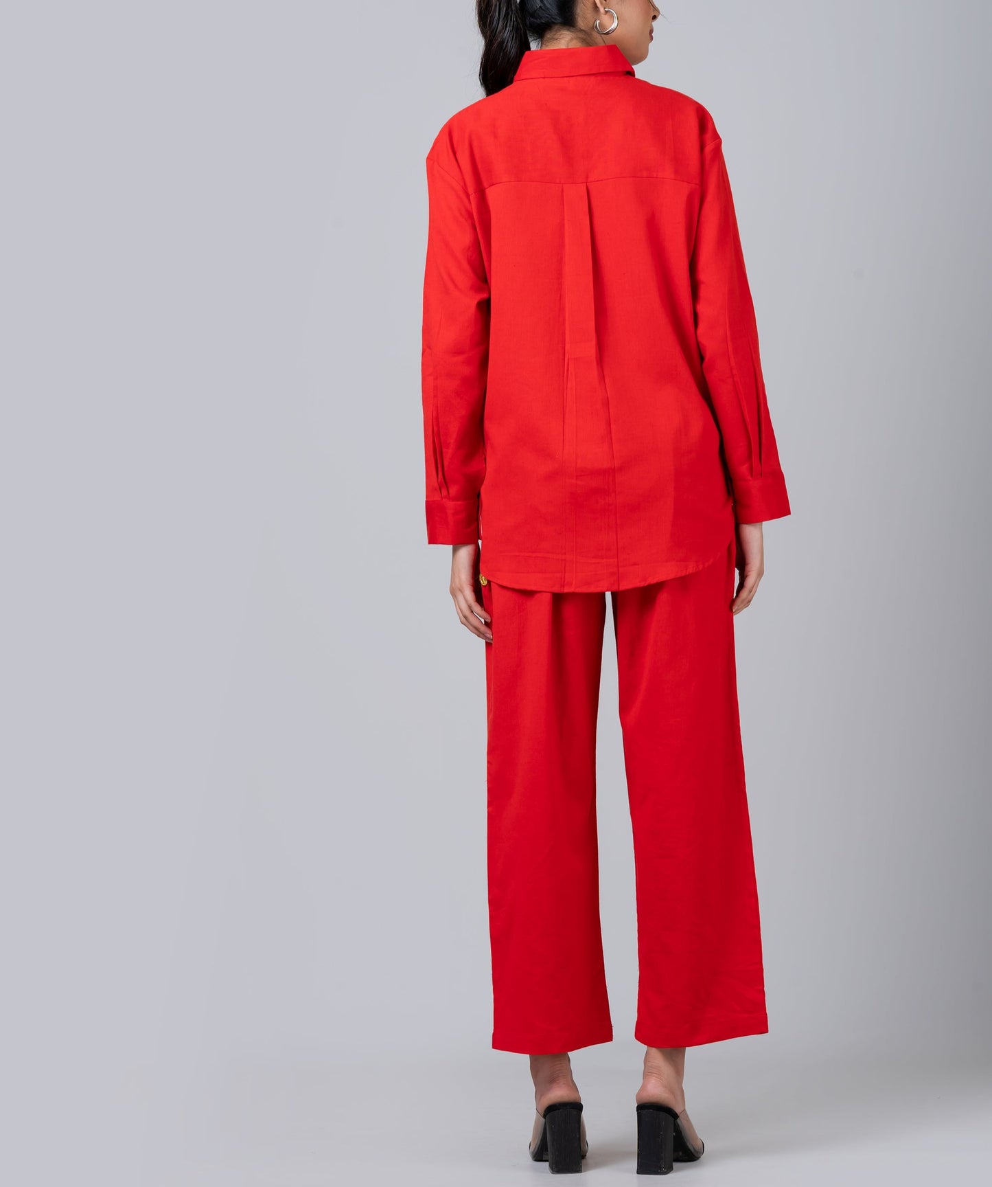 The Red Linen Like Oversized Shirt