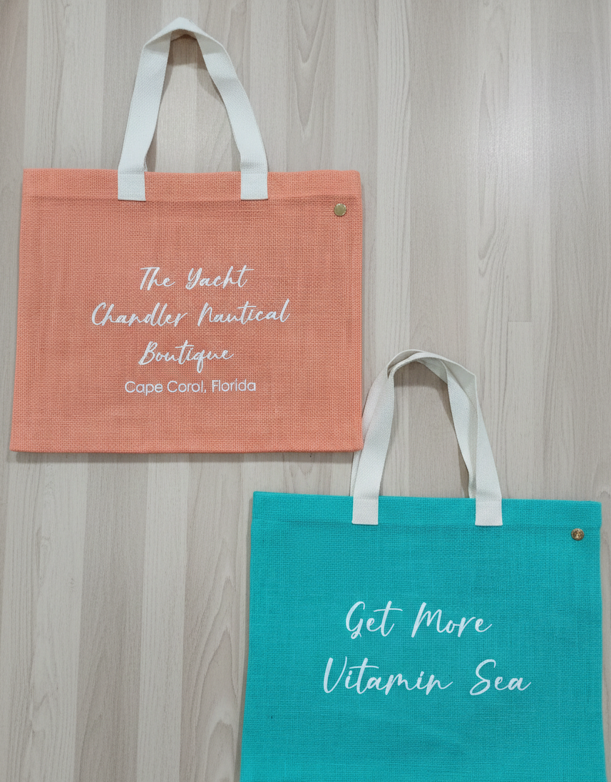 Aamanda Lake Shore Beach Ocean Jute Tote Bag -Custom Print