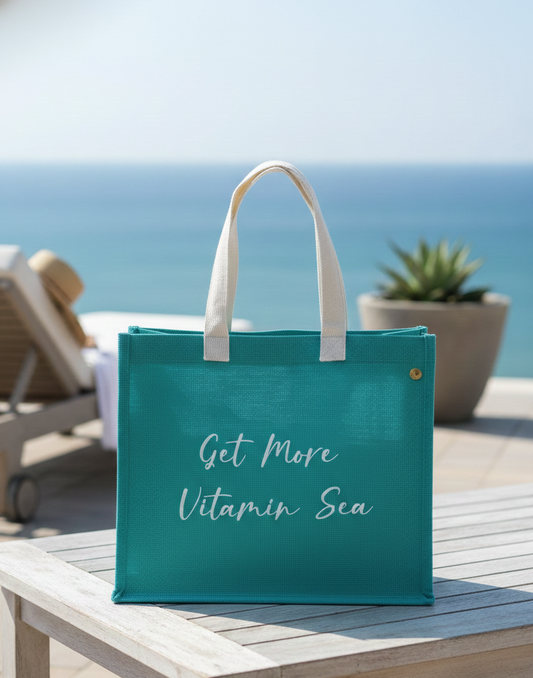 Aamanda Lake Shore Beach Ocean Jute Tote Bag -Custom Print