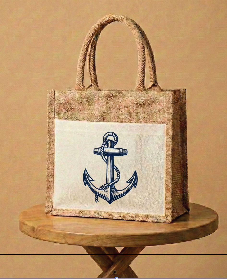 Jute Cotton Tote with Pocket- Printed