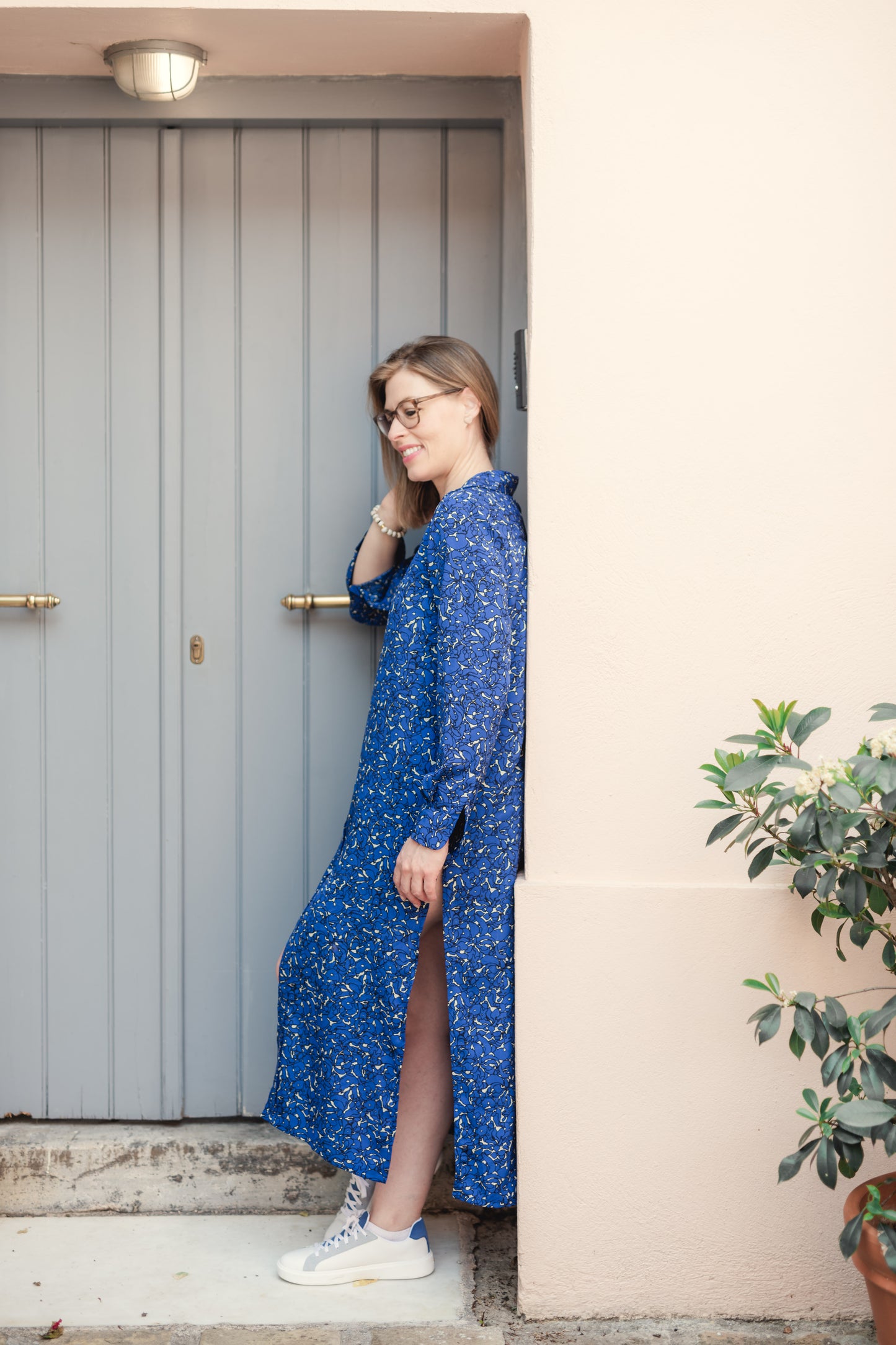 Madeline Maxi Shirtdress- Blue