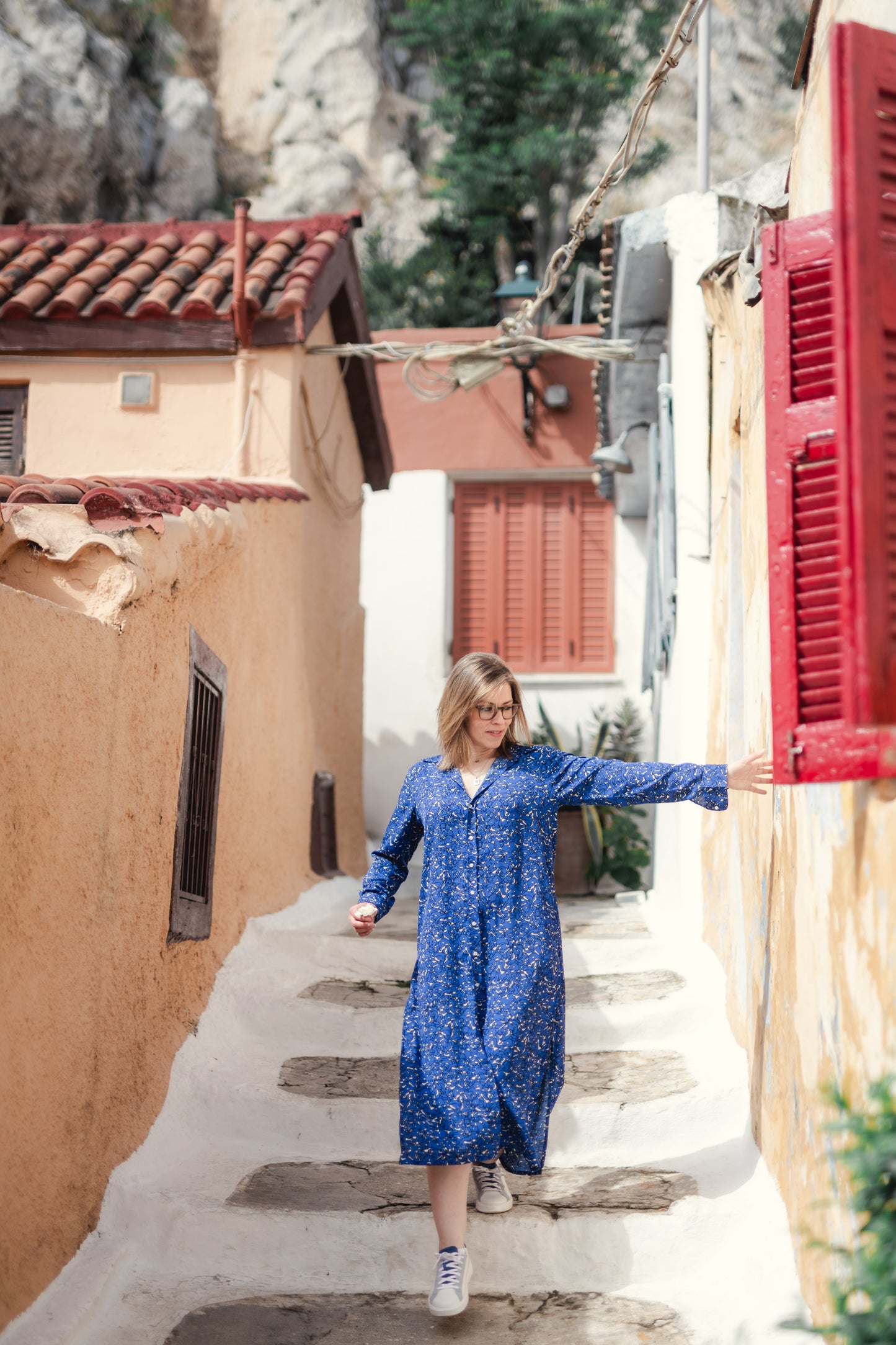 Madeline Maxi Shirtdress- Blue