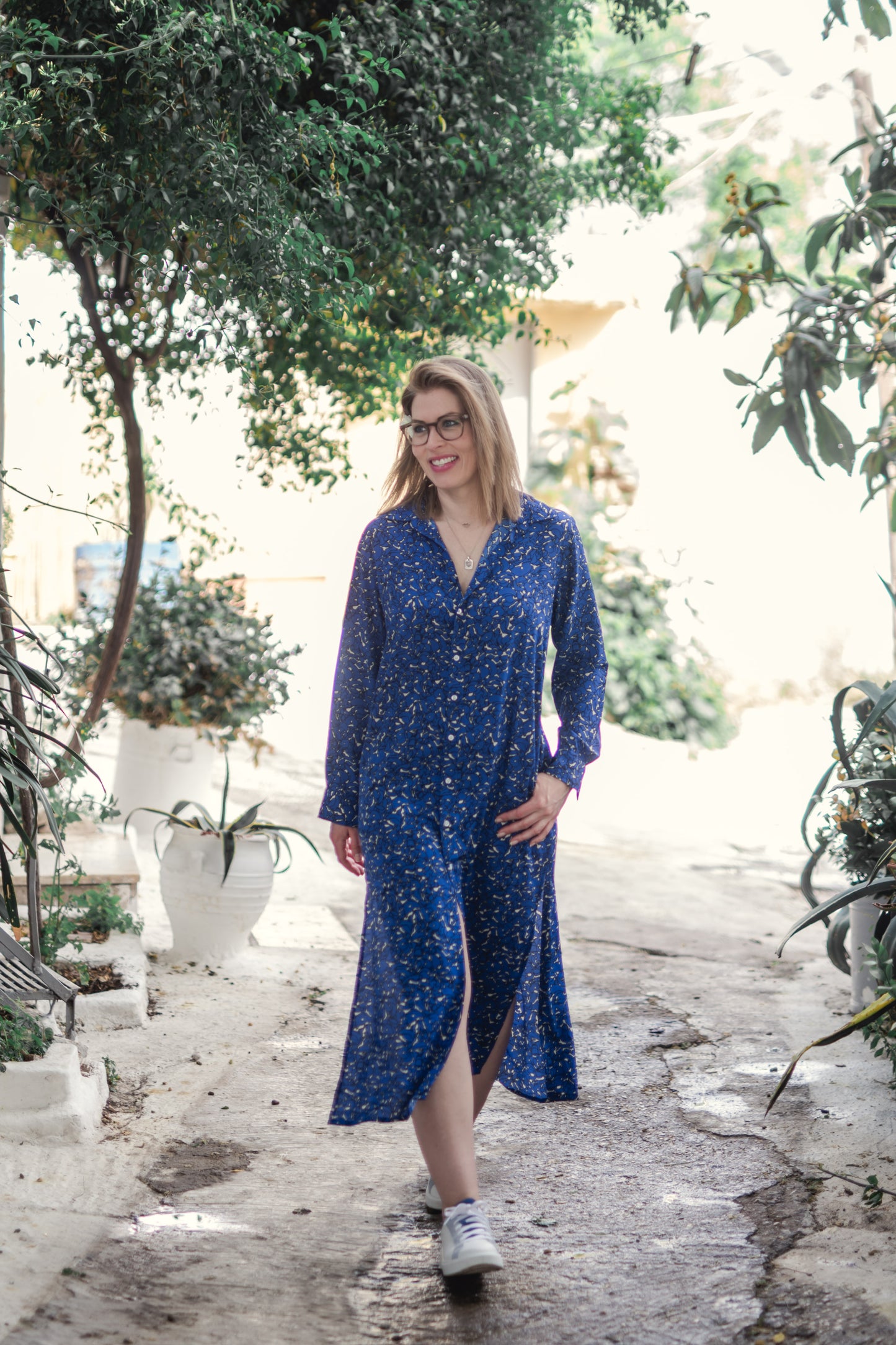 Madeline Maxi Shirtdress- Blue
