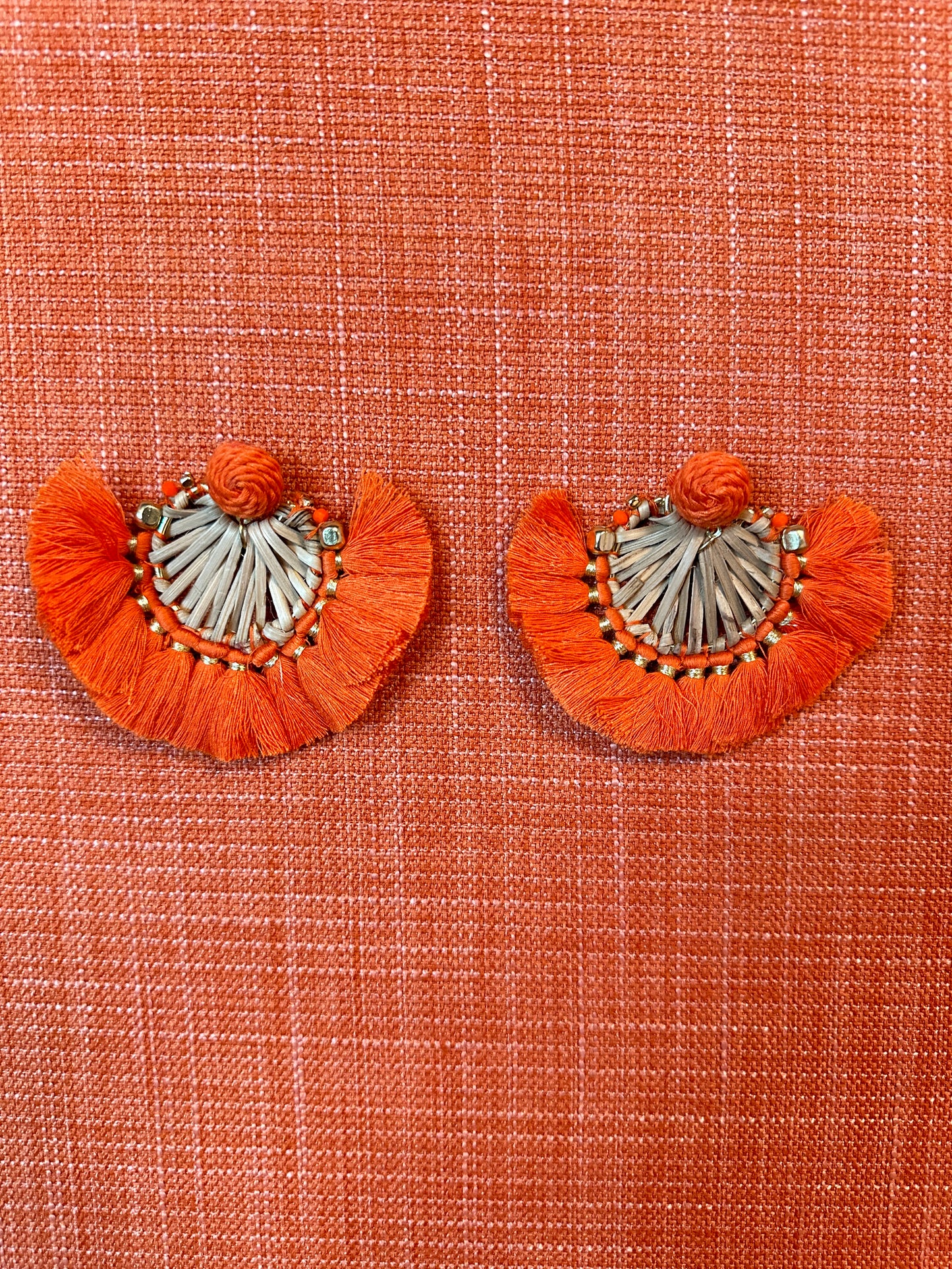 Carole Orange Raffia Drop Earrings