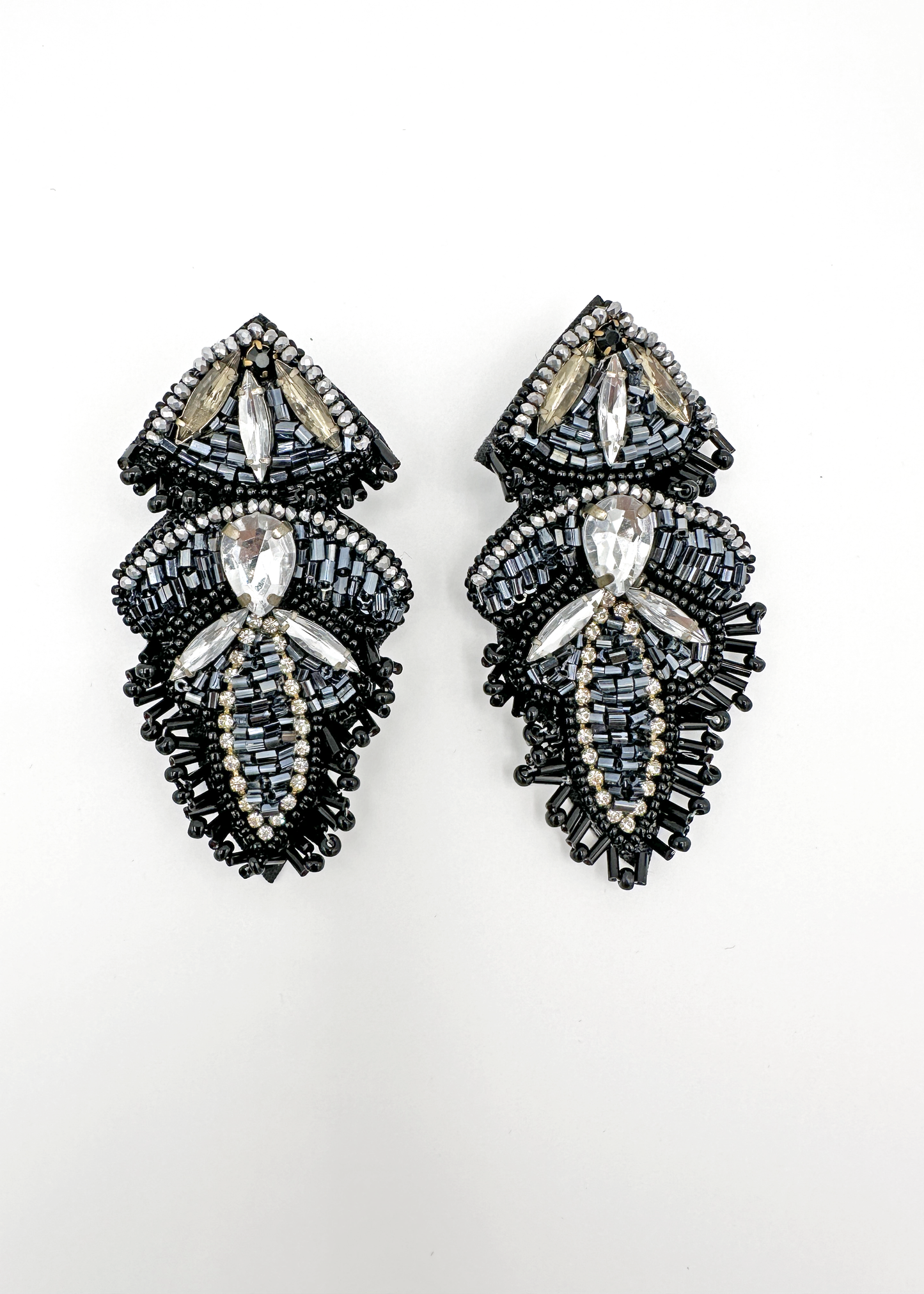 Chandelier Black Embellished Earrings