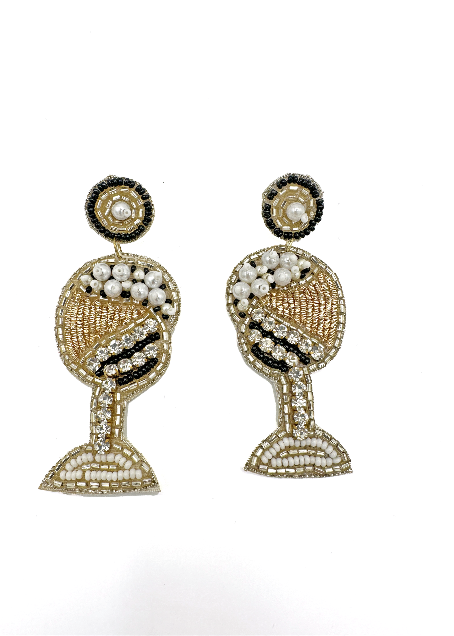 Wine Glass Drink Seedbead Earrings
