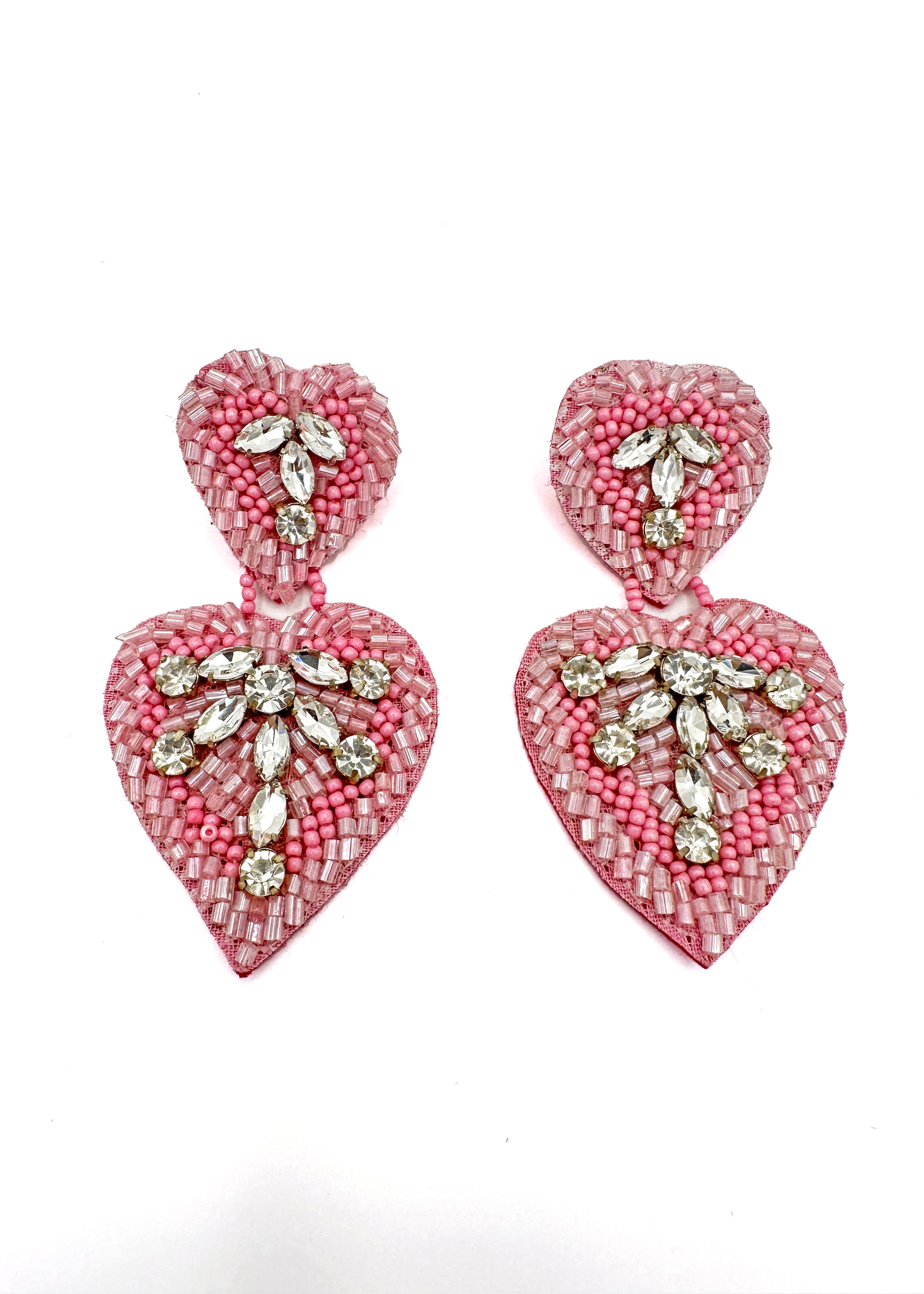 Pink Heart Chandelier Gemstone Earrings