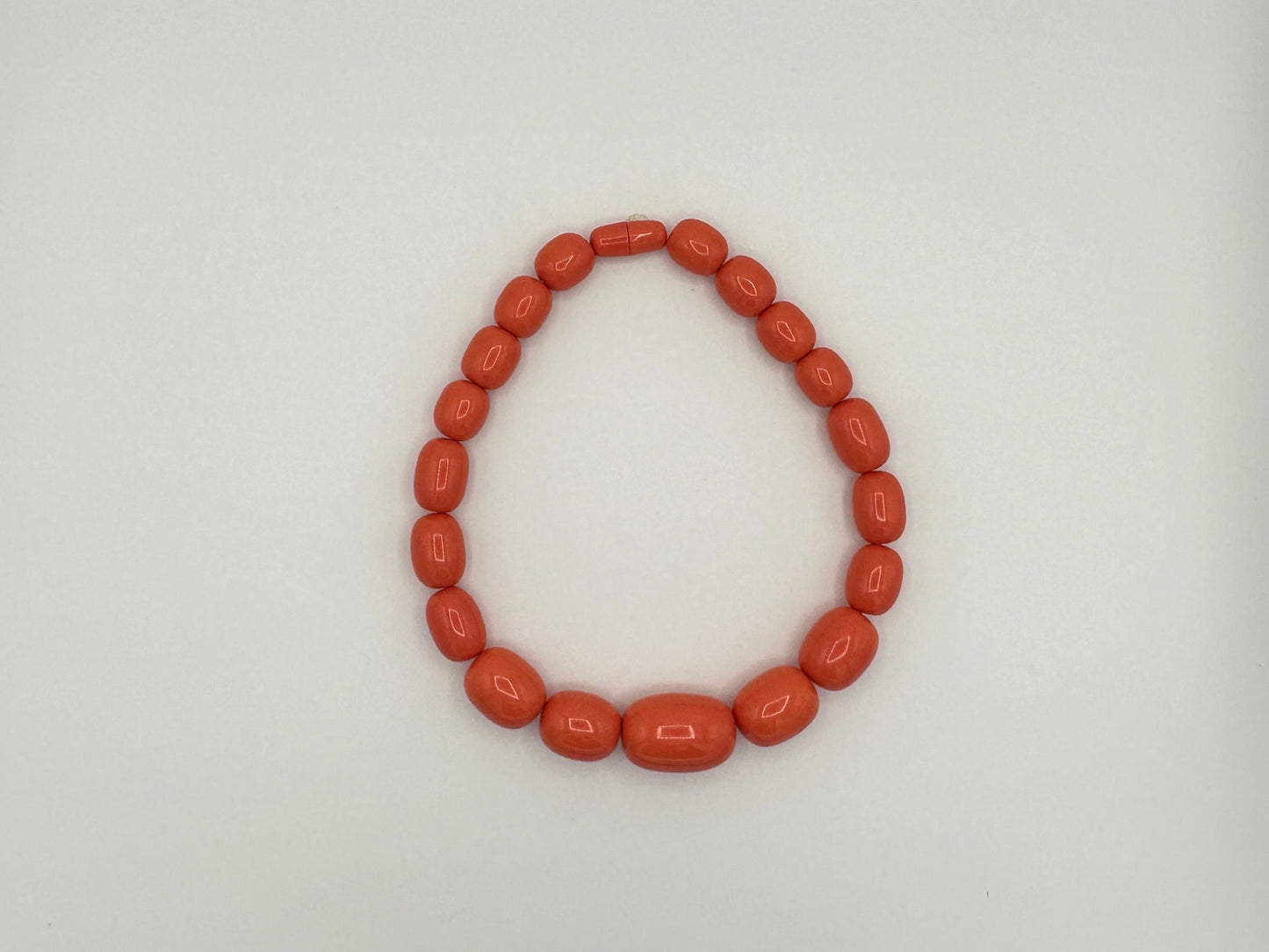 Peach Coral Chunky Round Beaded Necklace Matching Earring Set