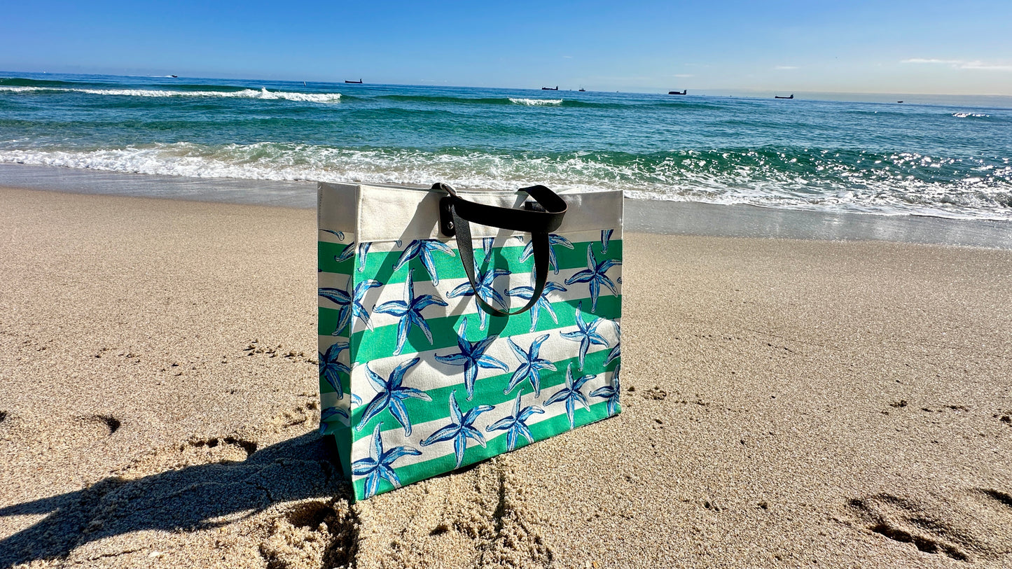 Starfish Stripe Open Beach Tote Bag Carry all