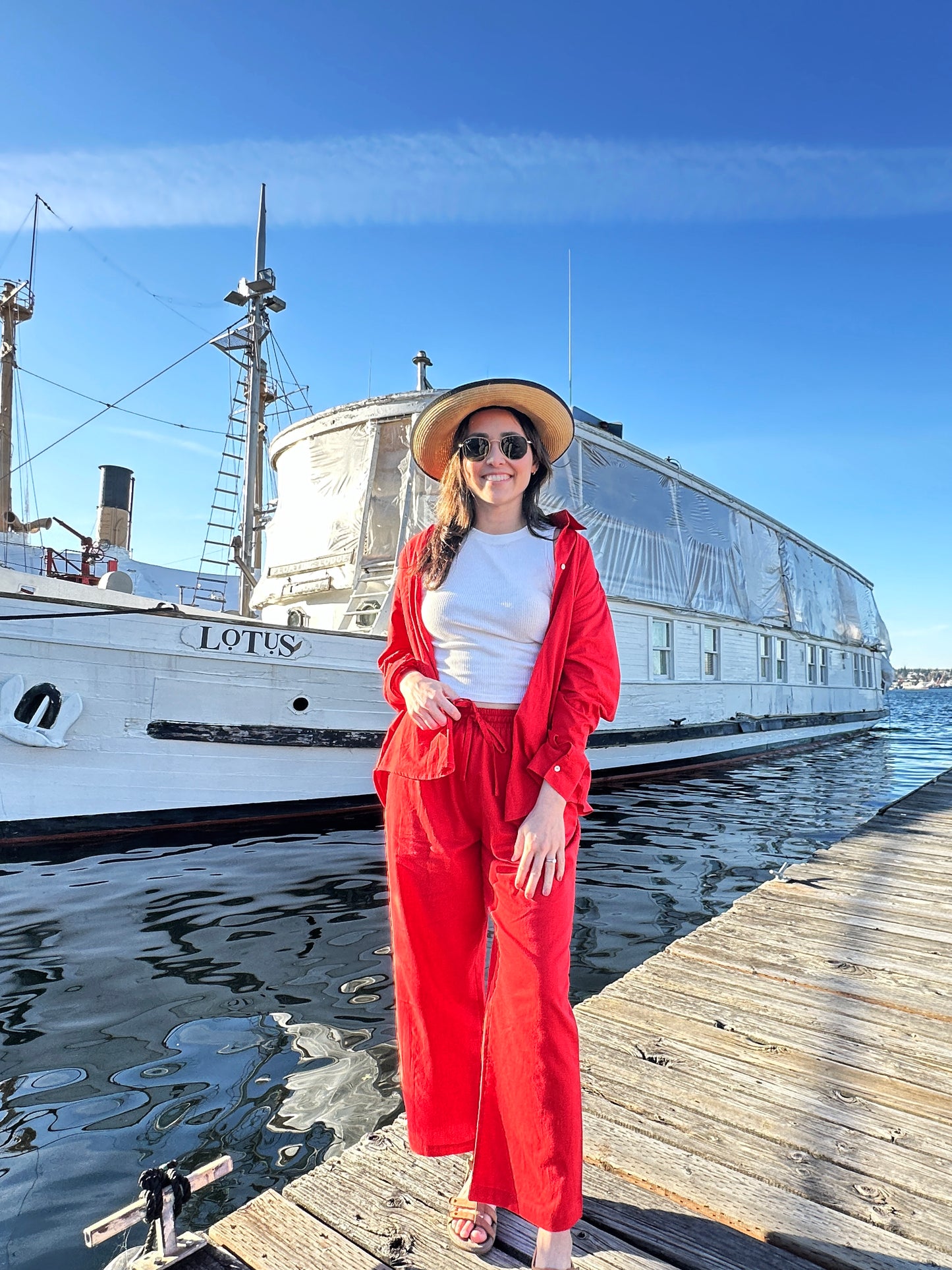 The Red Linen Like Oversized Shirt