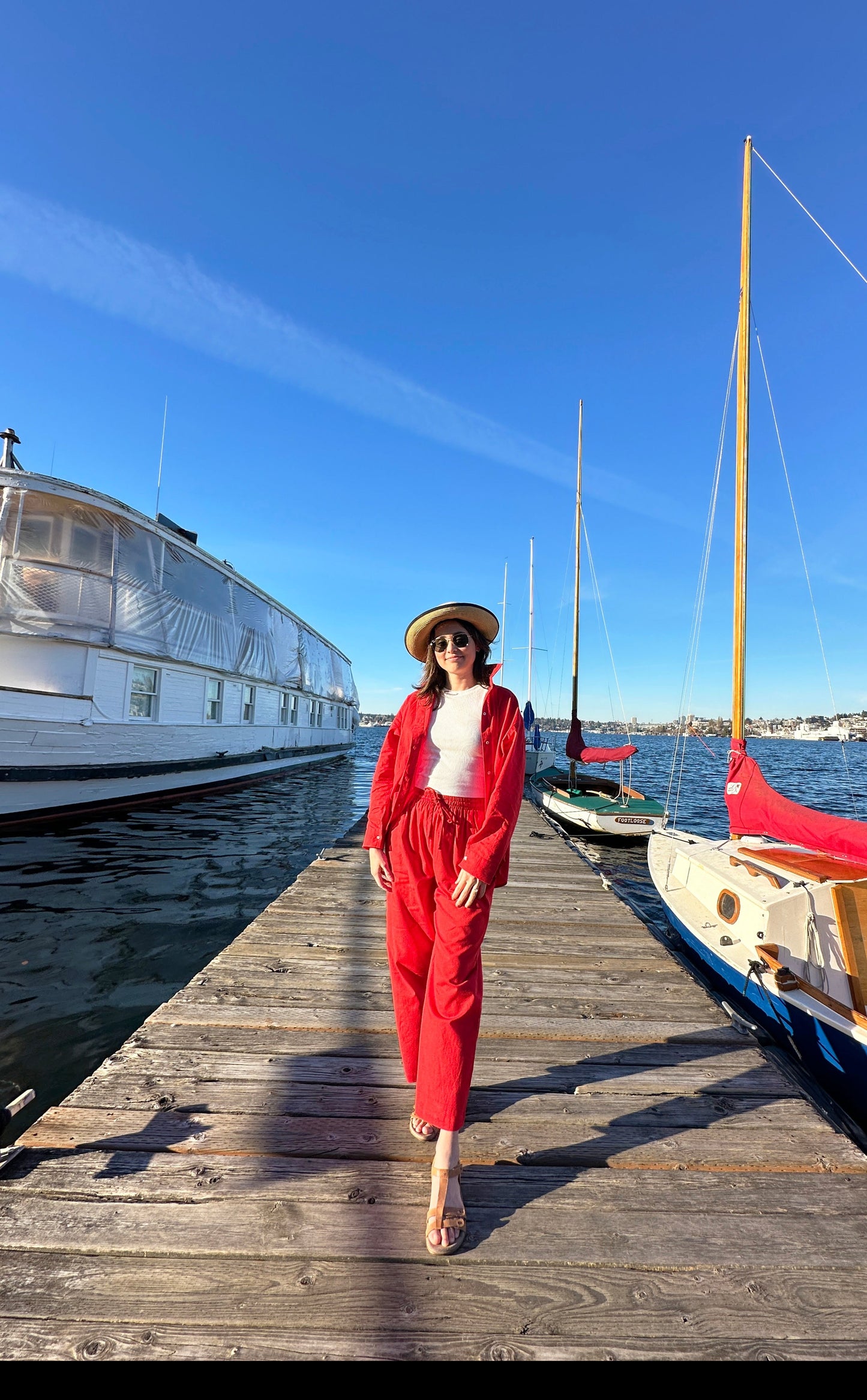 The Red Linen Like Oversized Shirt