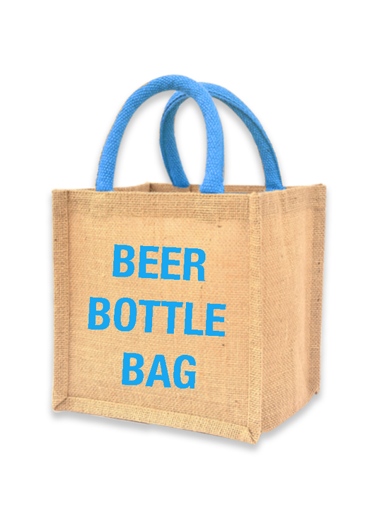 Beer Bottle Burlap Jute Tote Custom