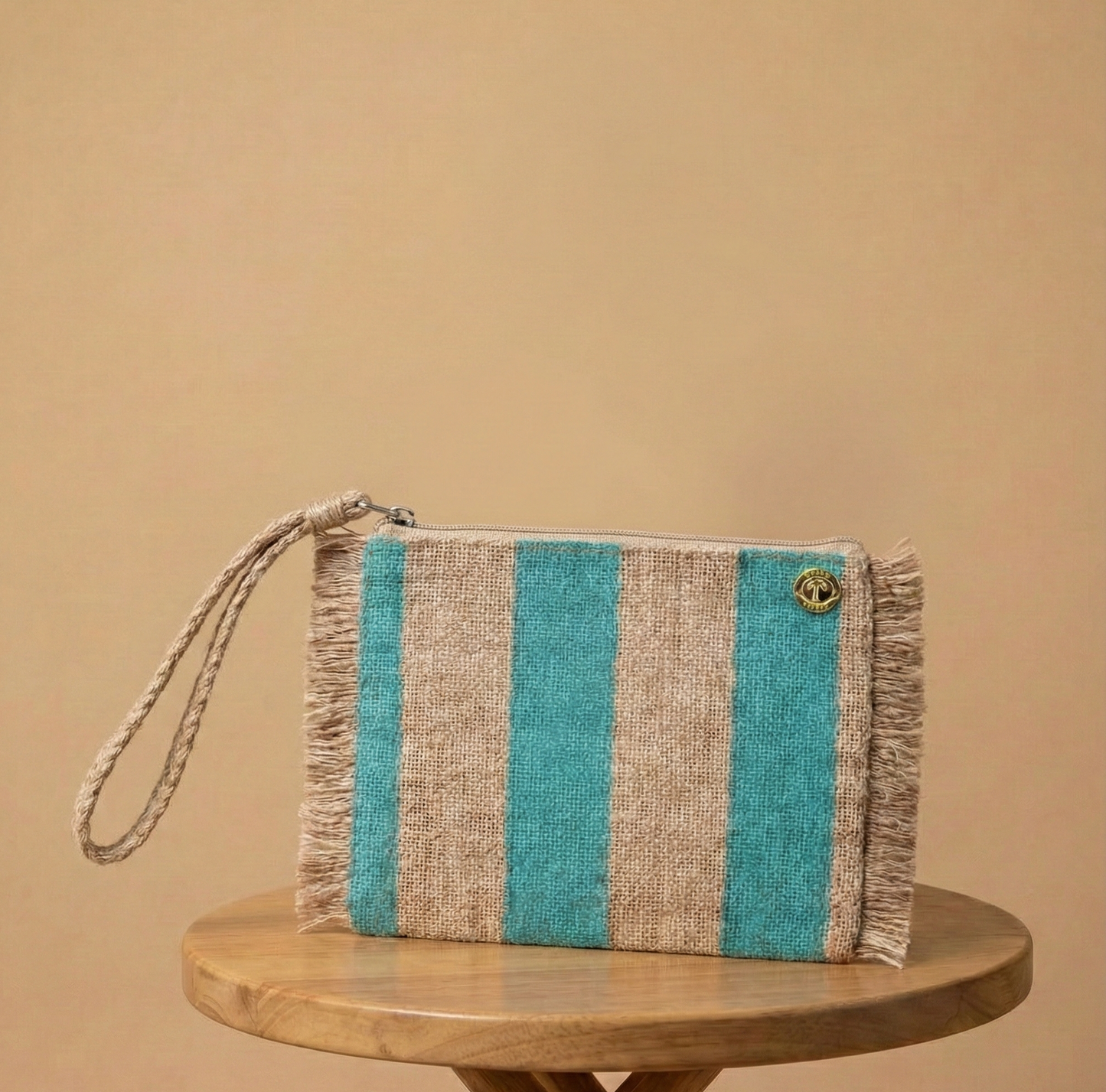 Fulton Stripes Fringe Jute Travel Wristlet