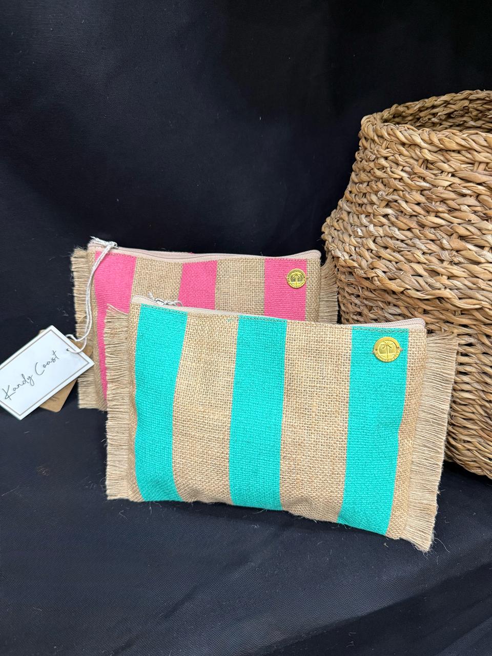 Fulton Stripes Fringe Jute Travel Pouch