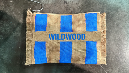 Fulton Stripes Fringe Jute Travel Pouch Custom