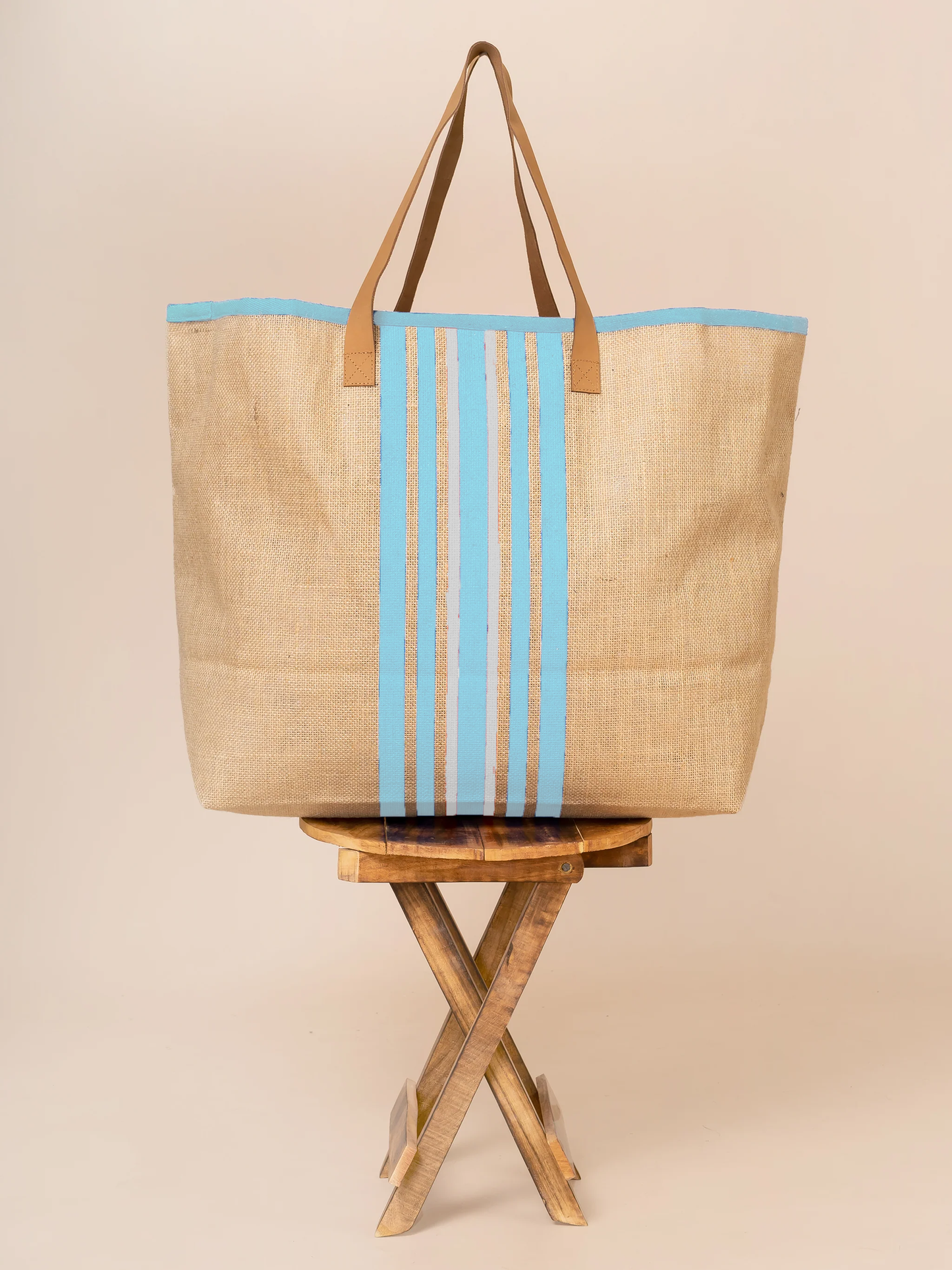 The Extra Large Natural Jute Stripes Bag