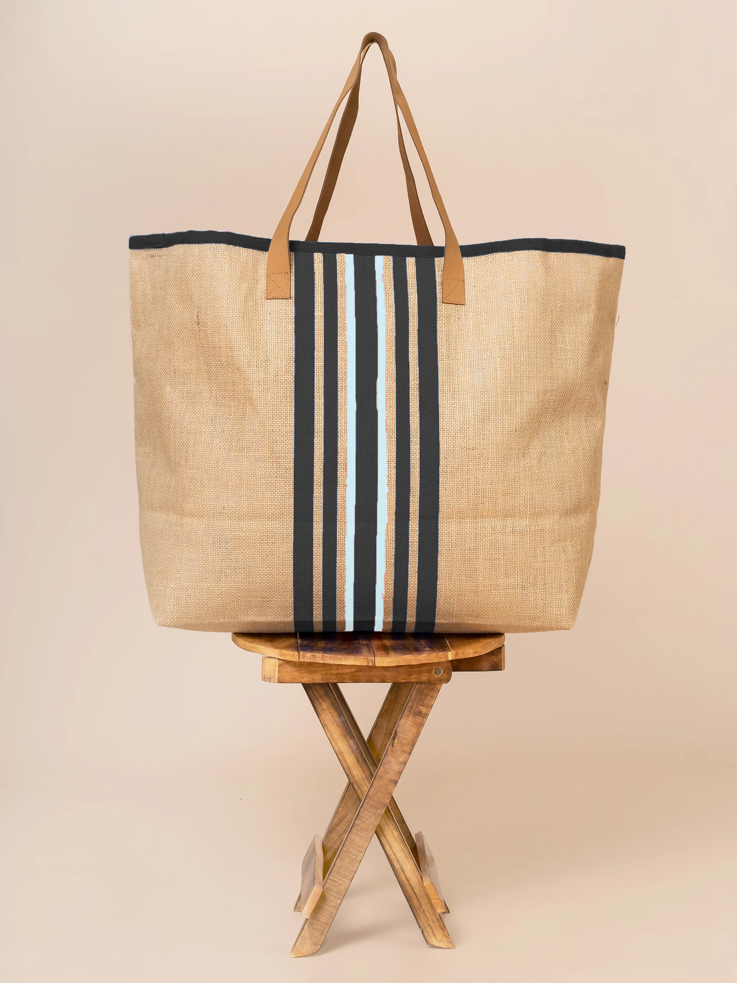 The Extra Large Natural Jute Stripes Bag