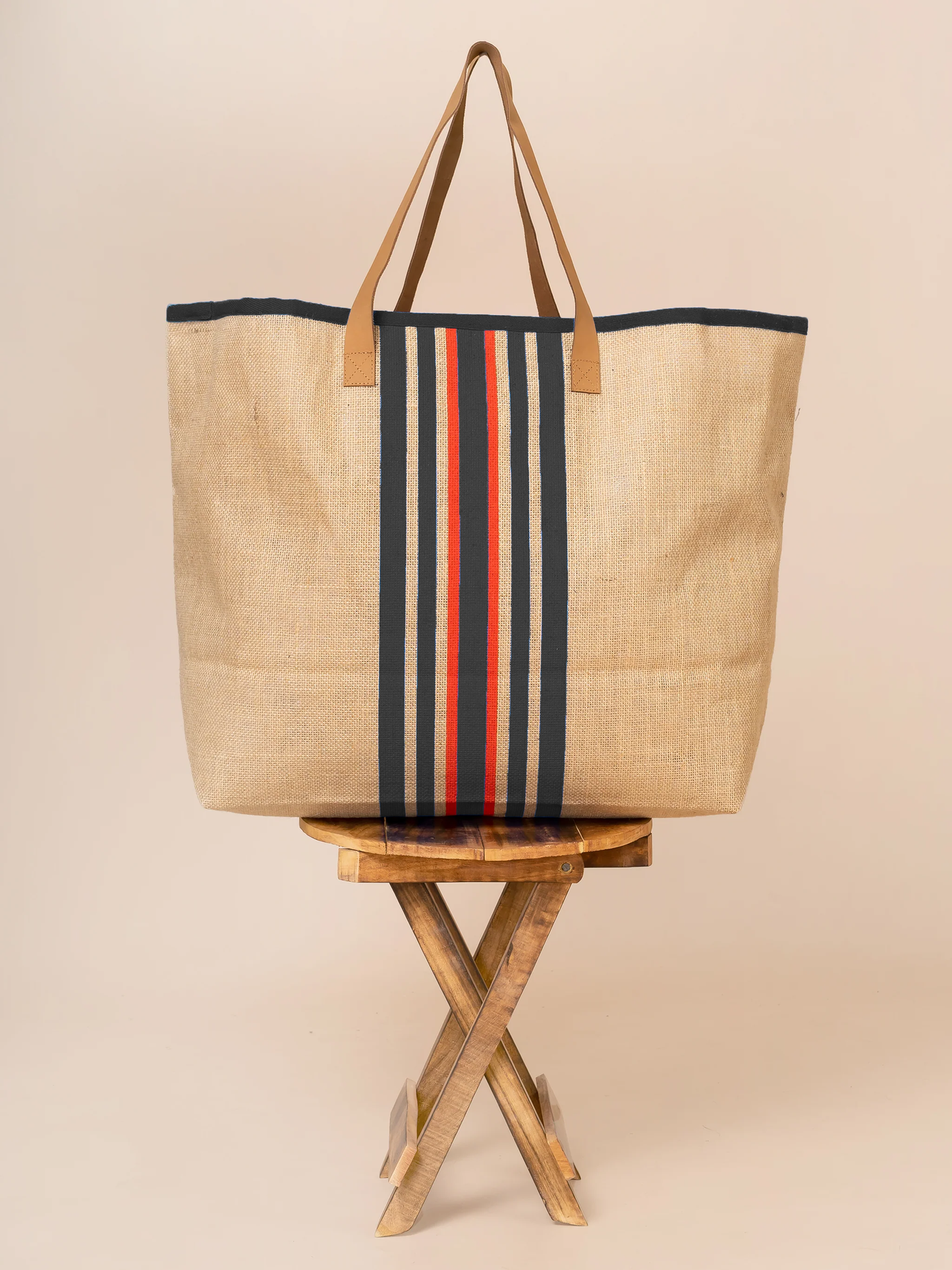 The Extra Large Natural Jute Stripes Bag