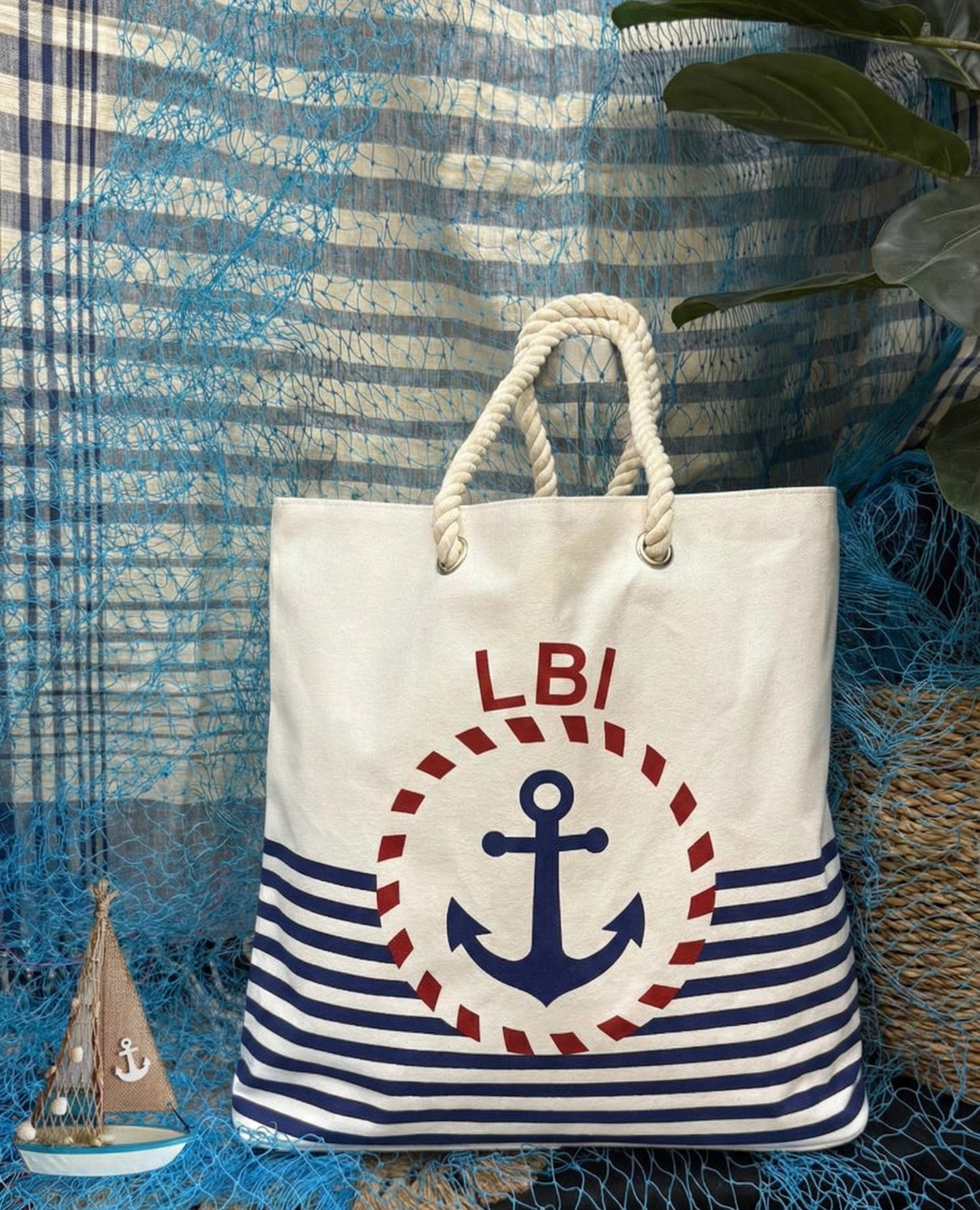 Montauk Sailboat Cotton Canvas Tote Bag - Custom