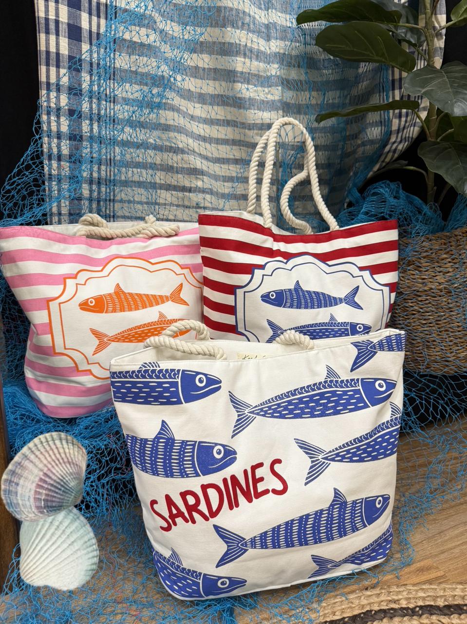 Lisbon Sardines Fisherman Coastal Tote Bag - Navy