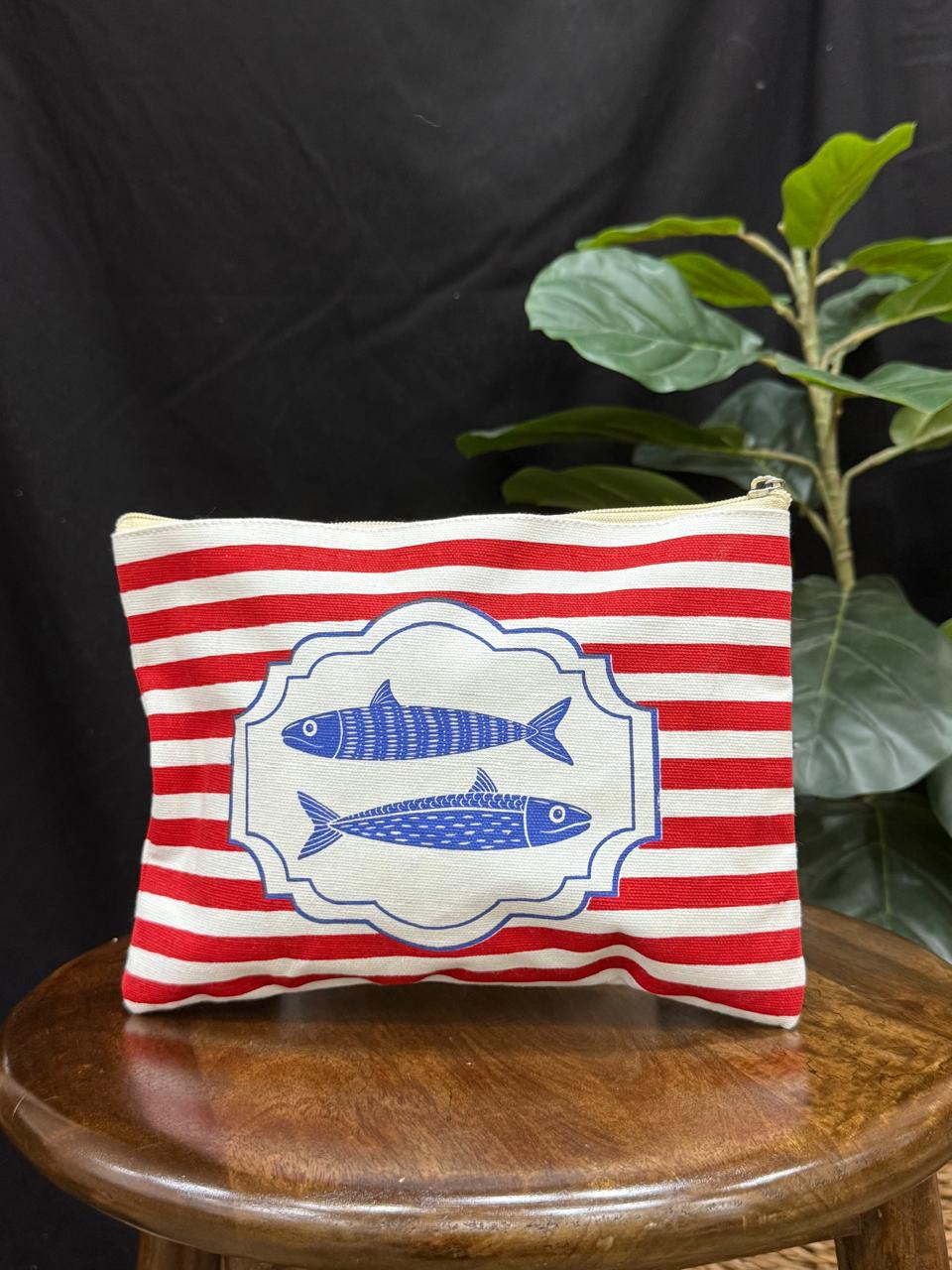 Sardines Fish Travel Pouch Makeup, Cosmetic Organizer Bag