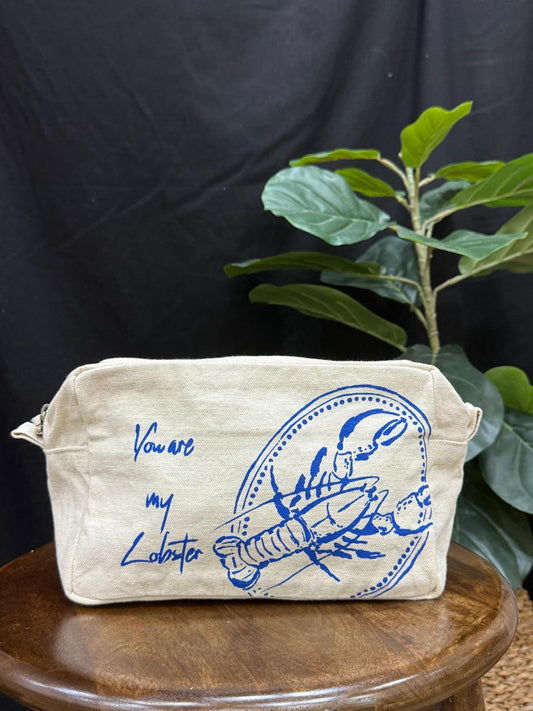 Lobster Lovin' Beige Travel Pouch Makeup, Cosmetic Organizer Bag