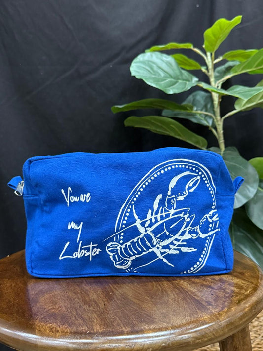 Lobster Lovin' Navy Blue Travel Pouch Makeup, Cosmetic Organizer Bag
