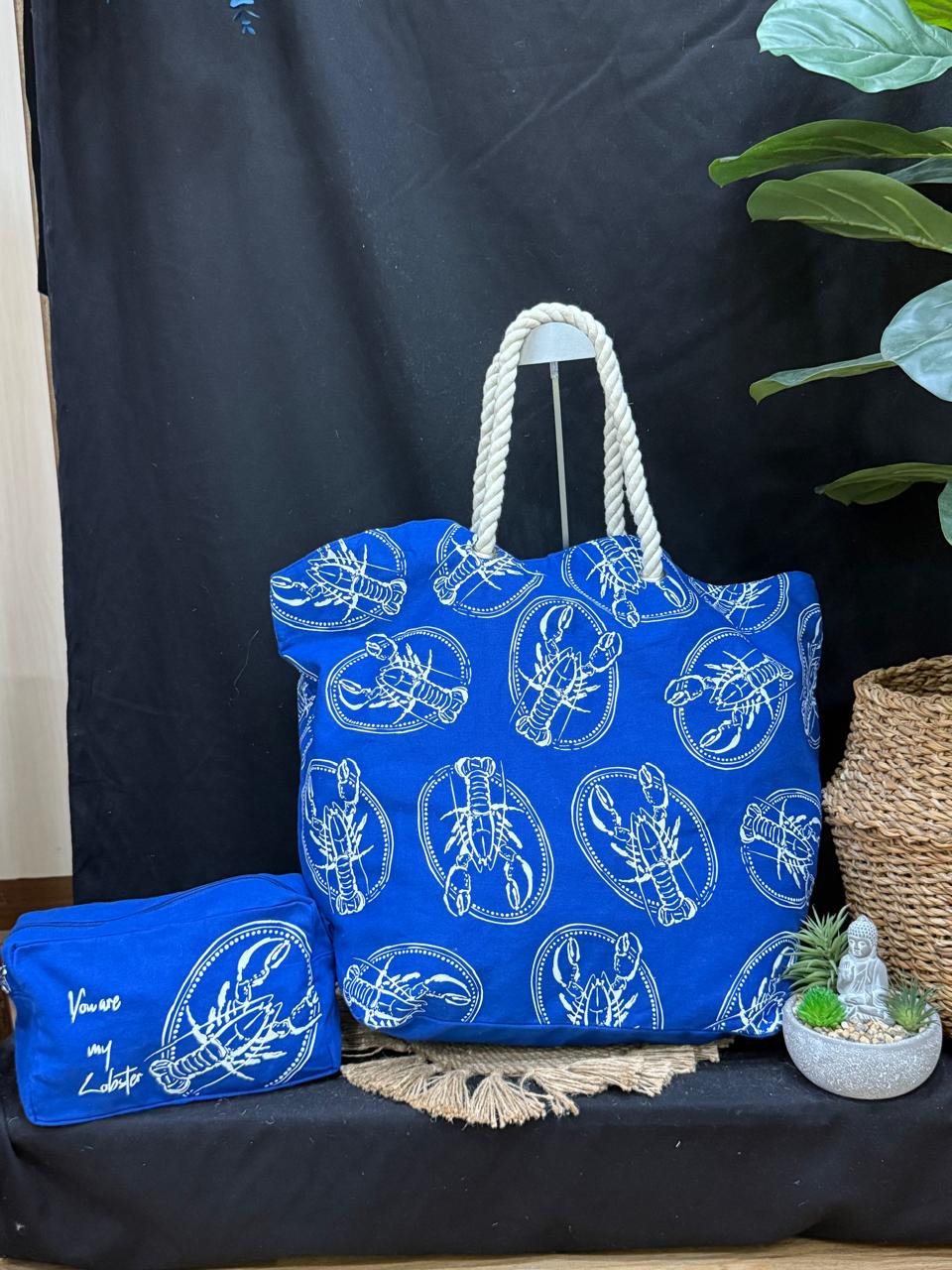 Lobster Lovin' Navy Blue Travel Pouch Makeup, Cosmetic Organizer Bag